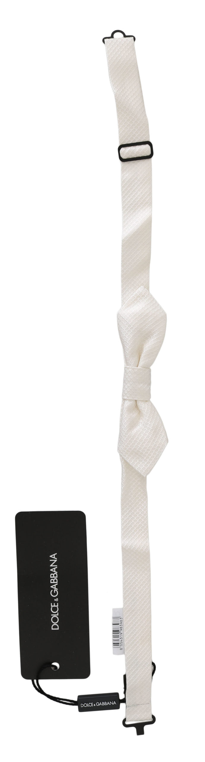 Dolce & Gabbana Witte 100% Zijden Slanke Verstelbare Hals Papillon Heren Stropdas