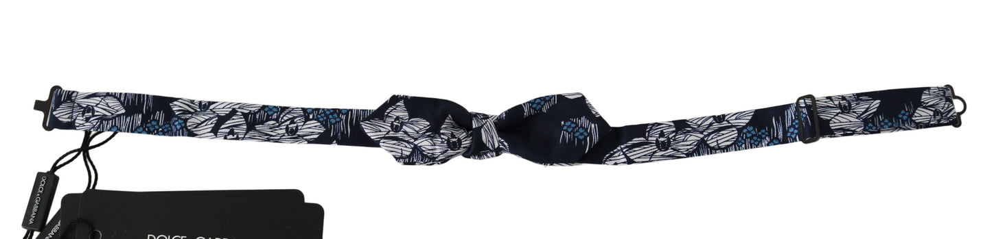 Dolce & Gabbana Marineblauwe Vlinderdas met Verstelbare Hals en Bloemenmotief voor Heren