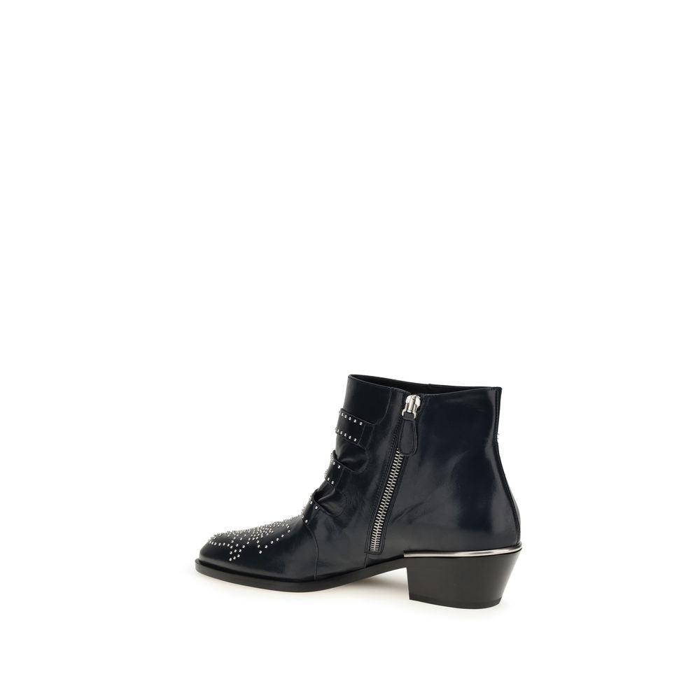 Chloé Black Calf Leather Bos Taurus Lace-Up Boots