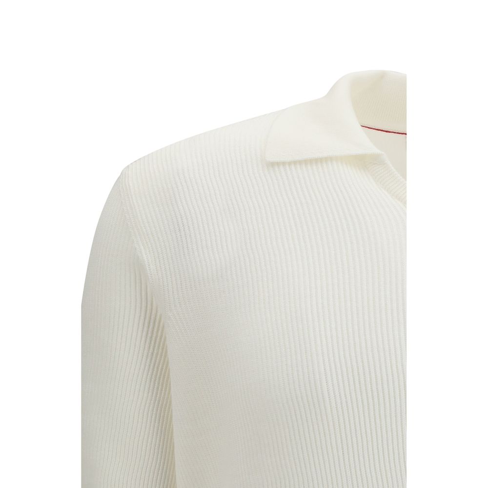 Brunello Cucinelli wit katoenen poloshirt