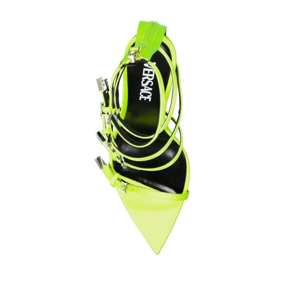 Sandales Versace bicolores en soie à talons aiguilles