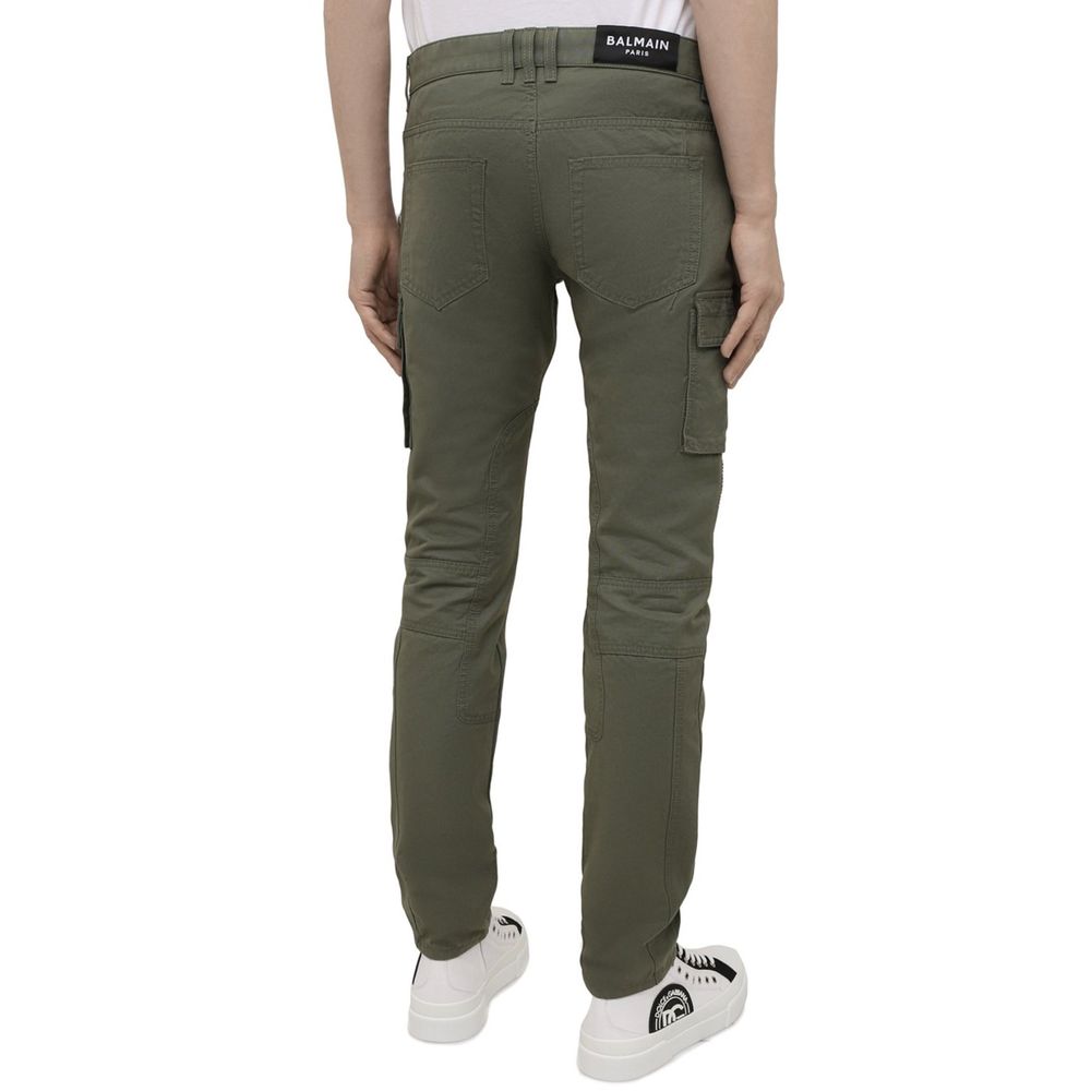 Pantalon cargo bicolore en coton Balmain