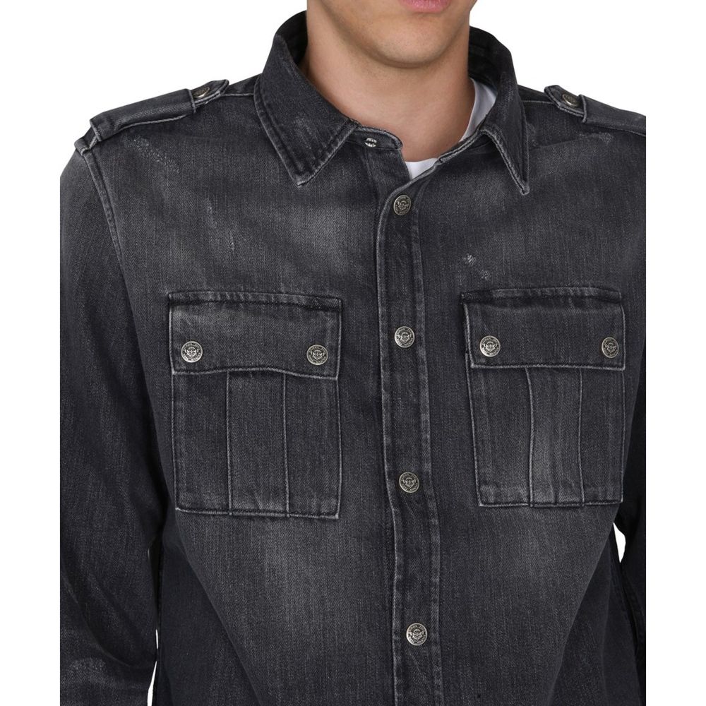 Chemise en jean noir Balmain