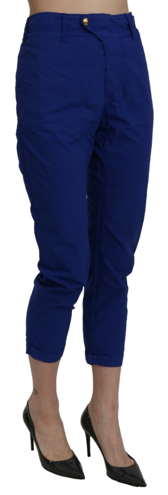 CYCLE Cotton Royal Blue High Waist Skinny Cropped Trouser Pants