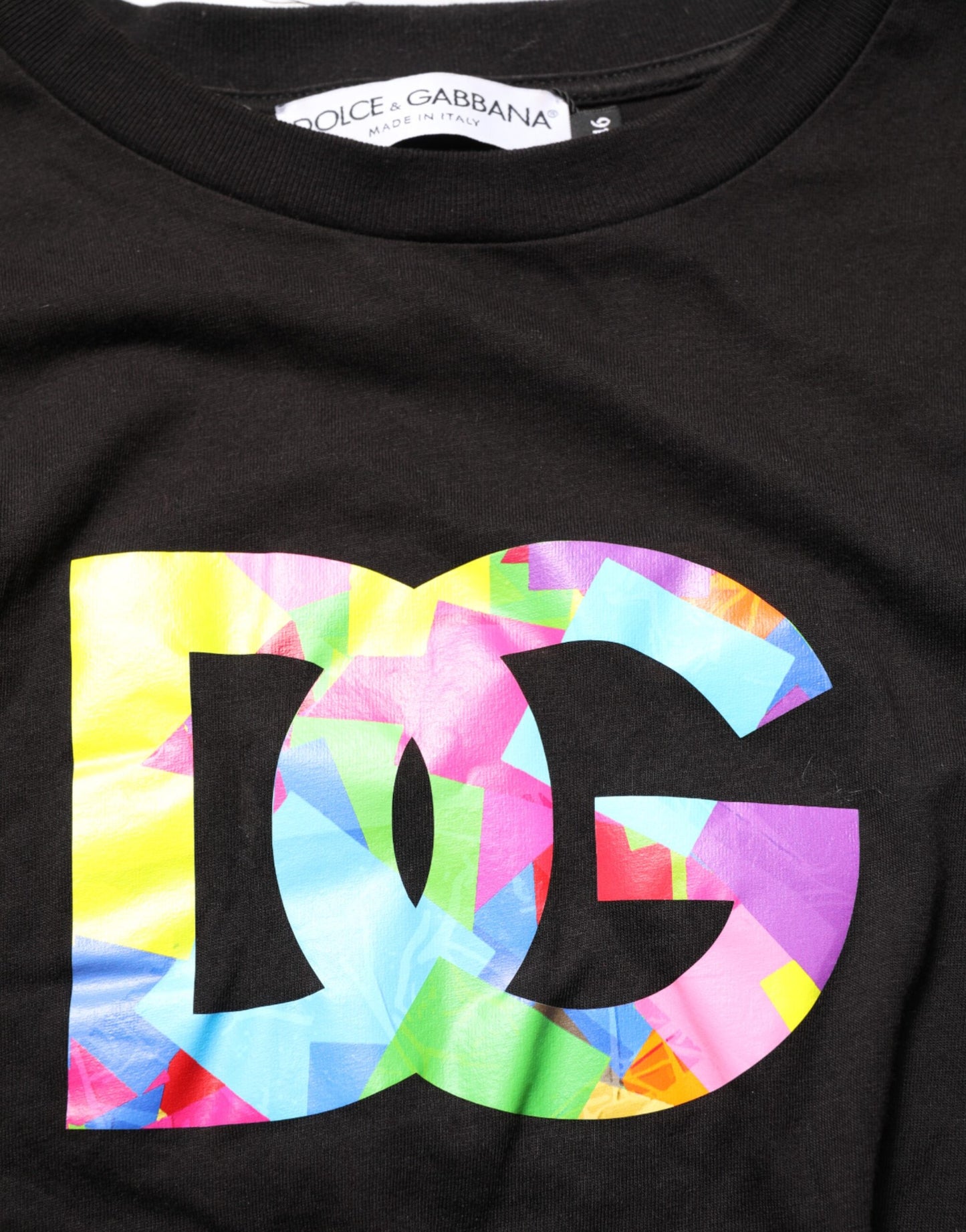 T-shirt en coton à col rond noir avec imprimé du logo Dolce & Gabbana