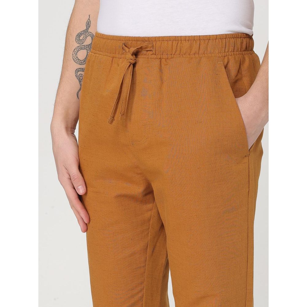 Pantalon Colmar marron en coton et lin