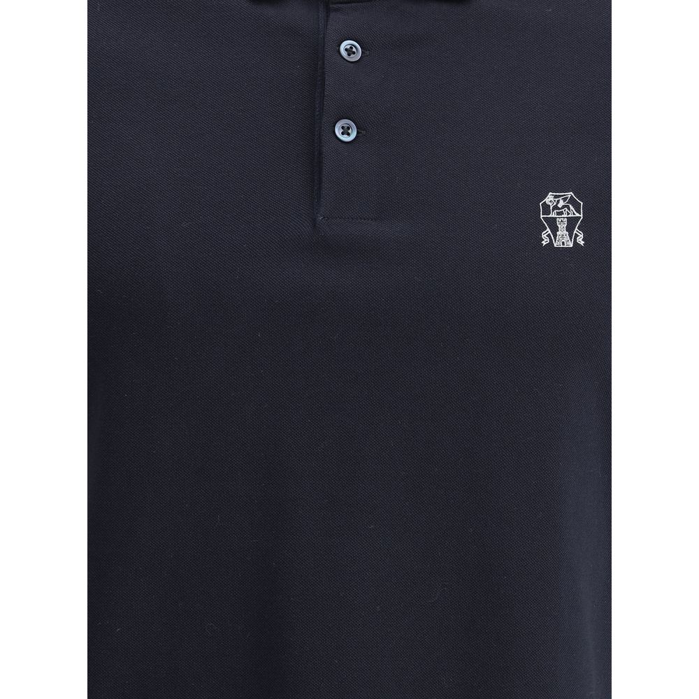 Brunello Cucinelli blauw katoenen poloshirt