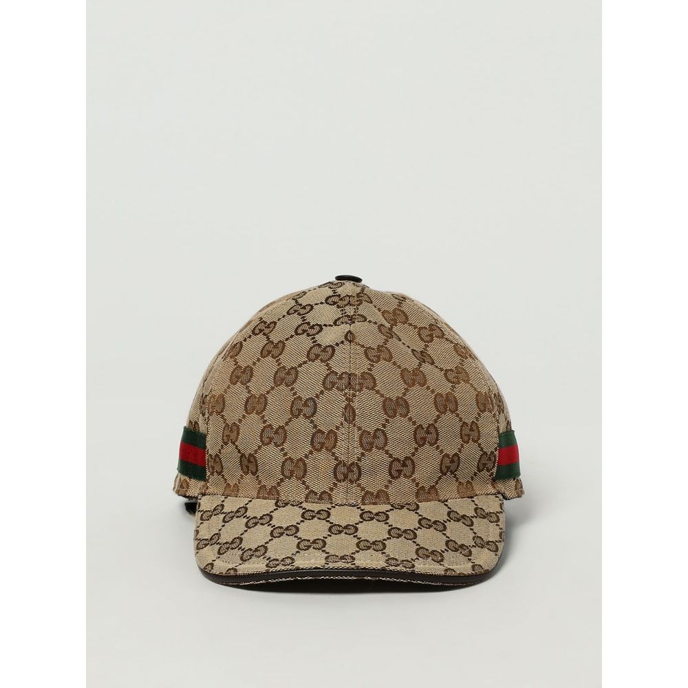 Casquette Gucci beige en coton et cuir (casquette de baseball)