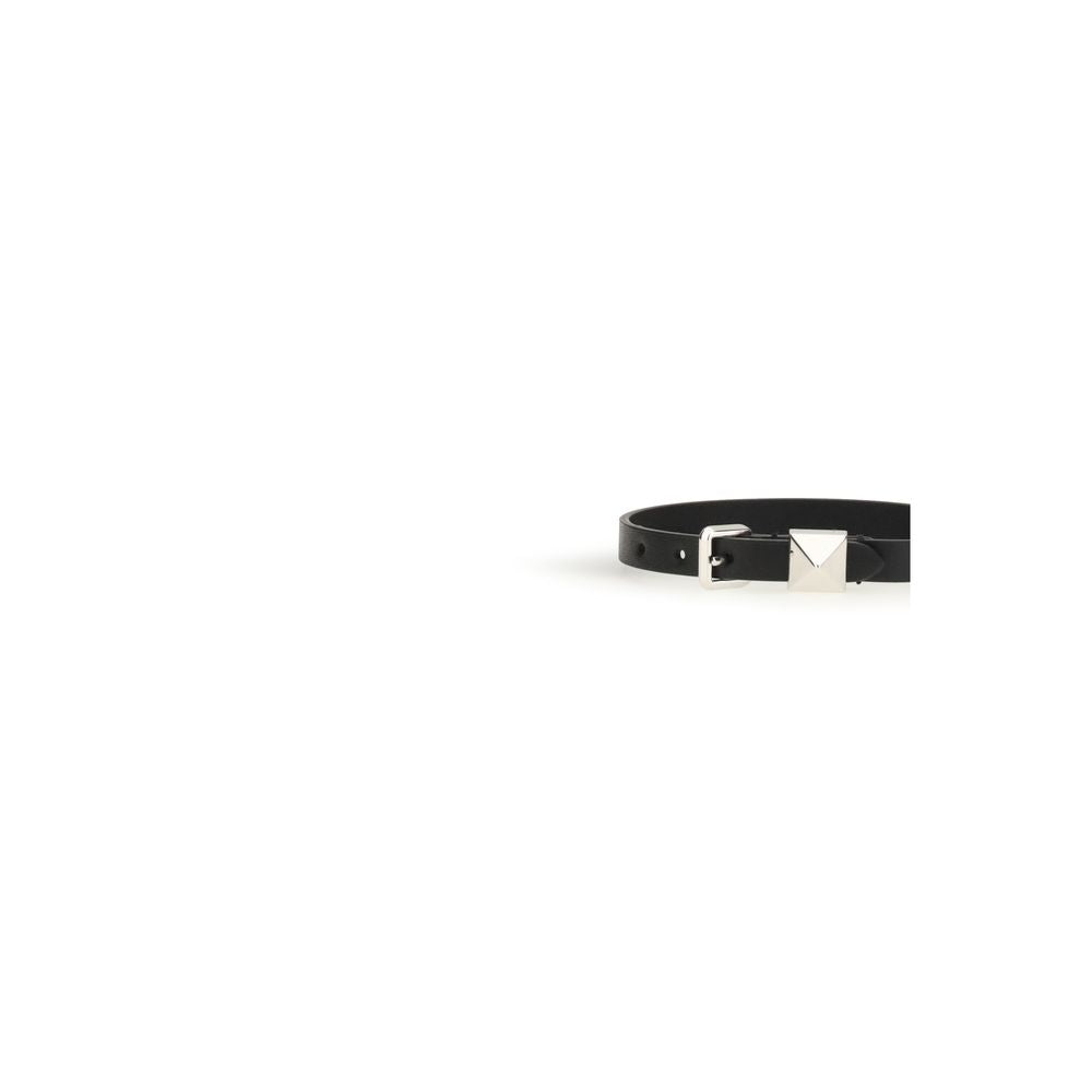 Bracelet Valentino Garavani Bos Taurus en cuir de veau noir