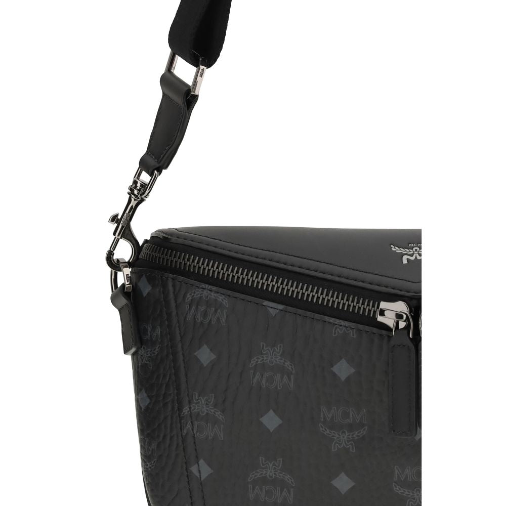 Sac bandoulière Bos Taurus en cuir de veau noir MCM