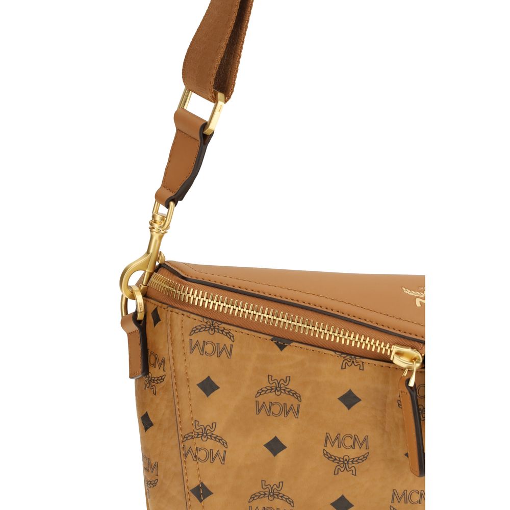 Sac bandoulière Bos Taurus en cuir de veau beige MCM