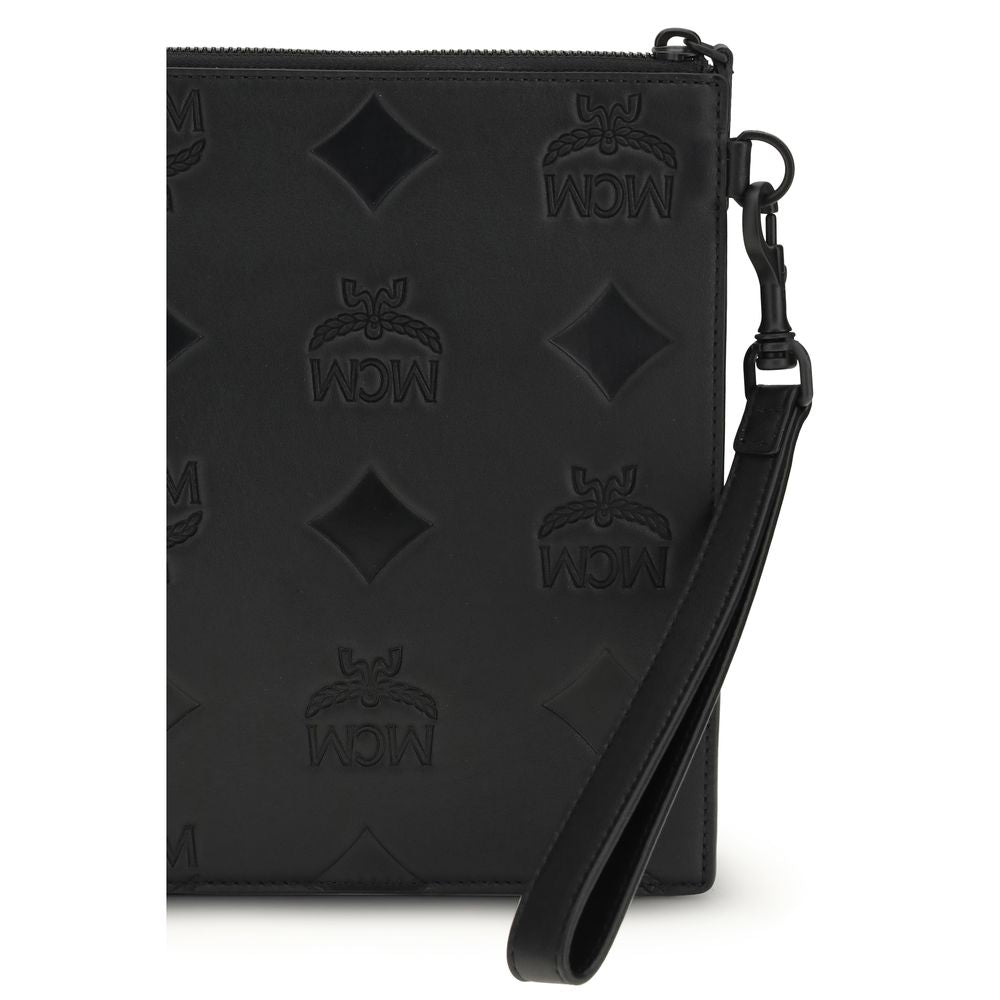 Pochette Bos Taurus en cuir de veau noir MCM