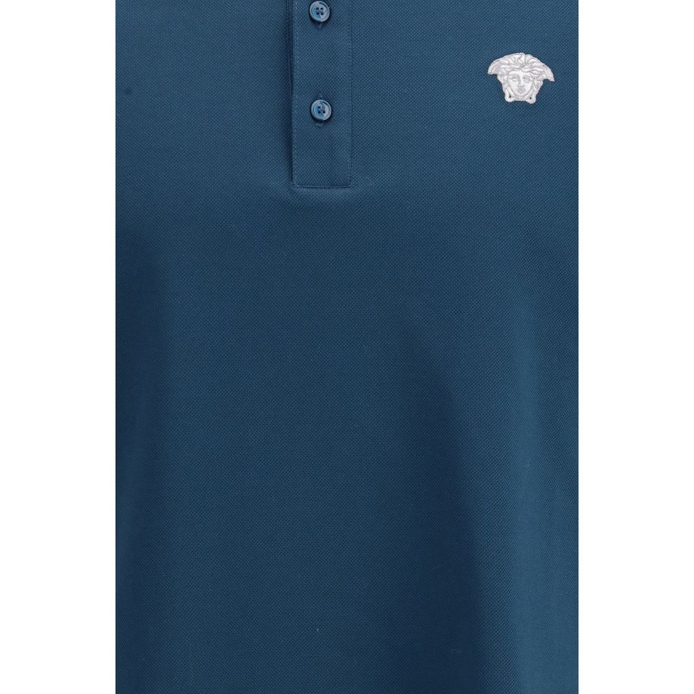 Polo Versace en coton bleu