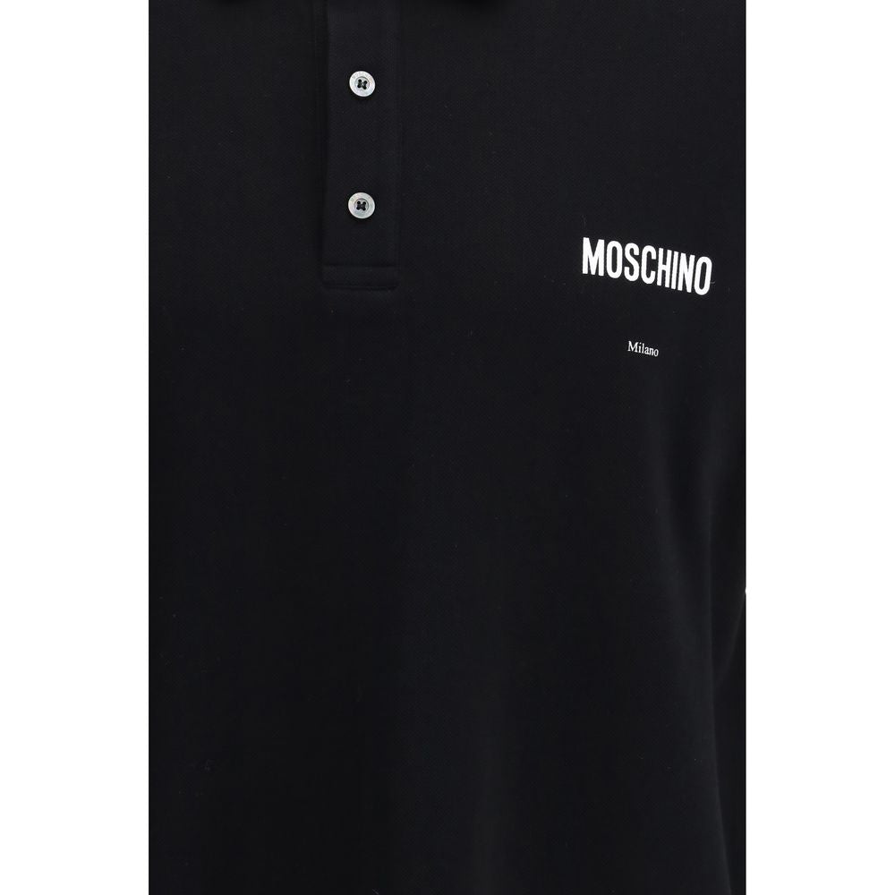 Moschino Black Cotton Polo Shirt - Classic Style for Men