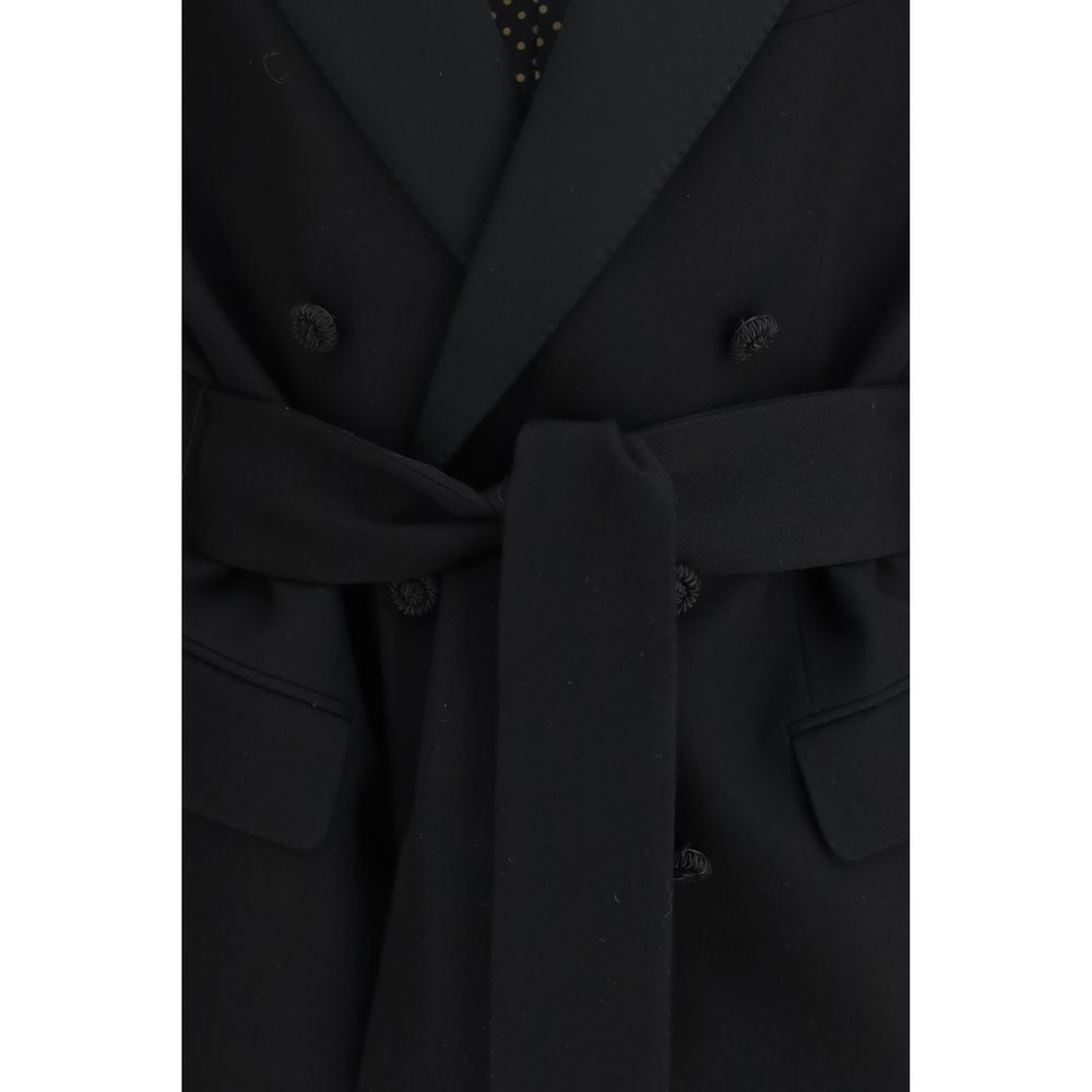 Valentino Black Fleece Wool Blazer with Belt
