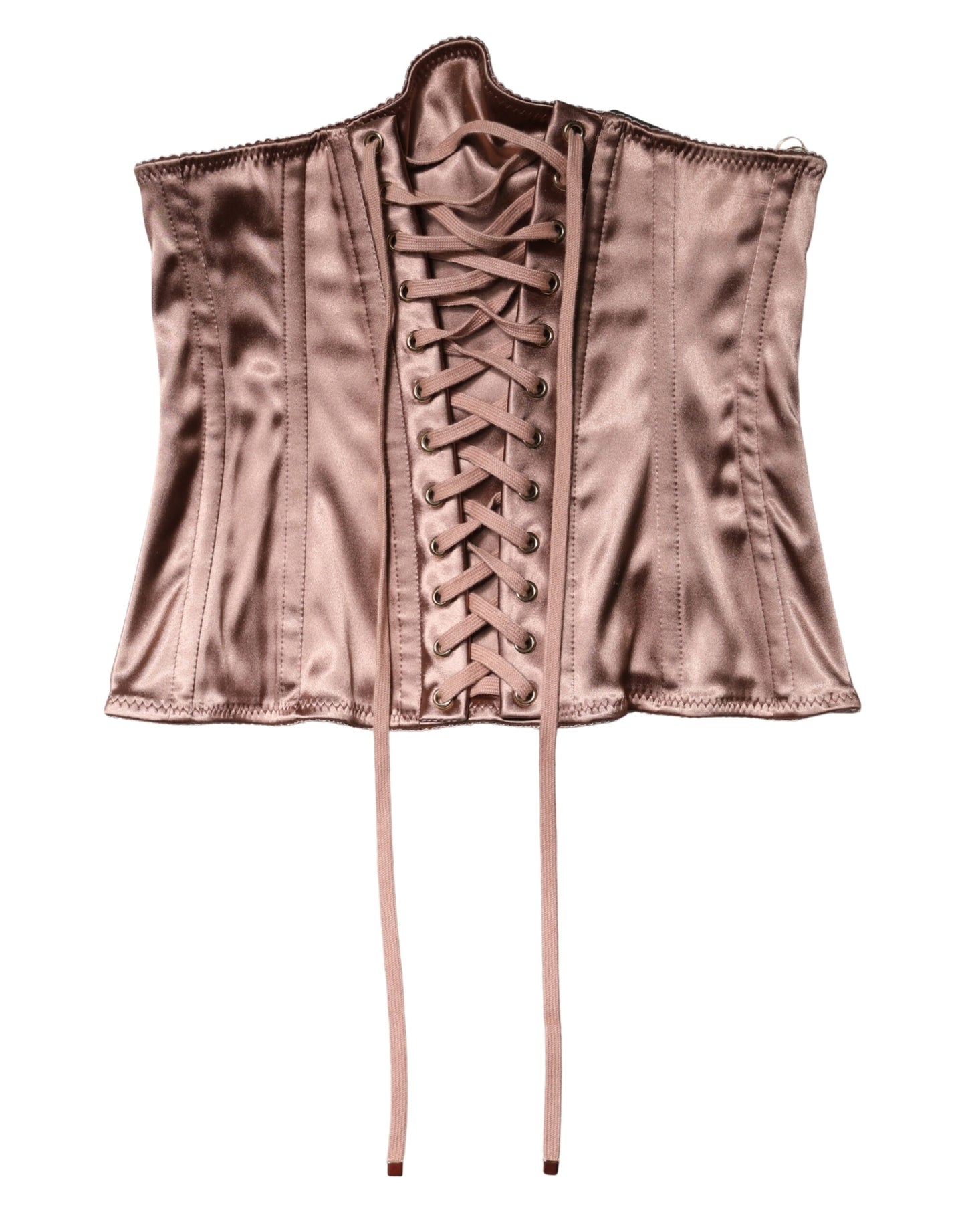 Dolce & Gabbana Rose Gold Waist Cincher Drawstring Corset Top