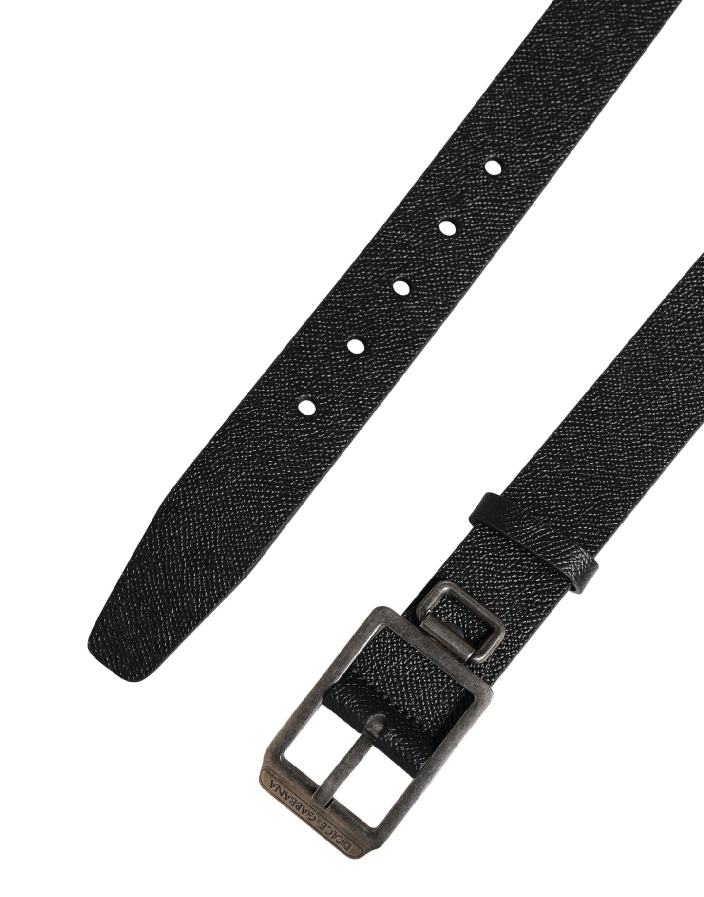 Ceinture Dolce & Gabbana en cuir de veau noir avec boucle en métal argenté