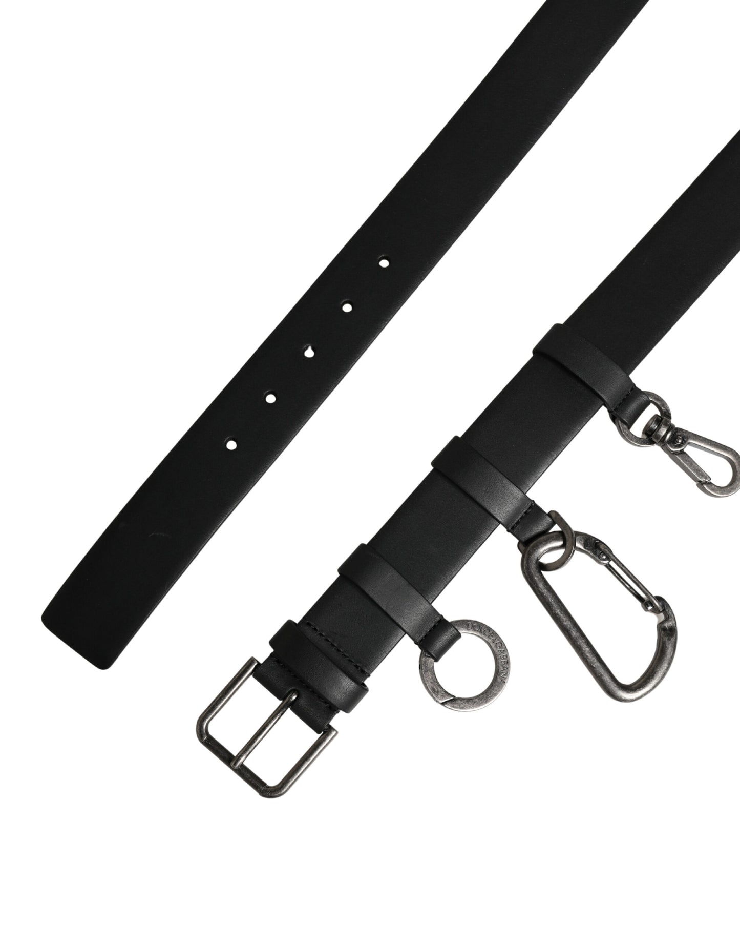 Ceinture Dolce & Gabbana en cuir de veau noir avec boucle en métal argenté