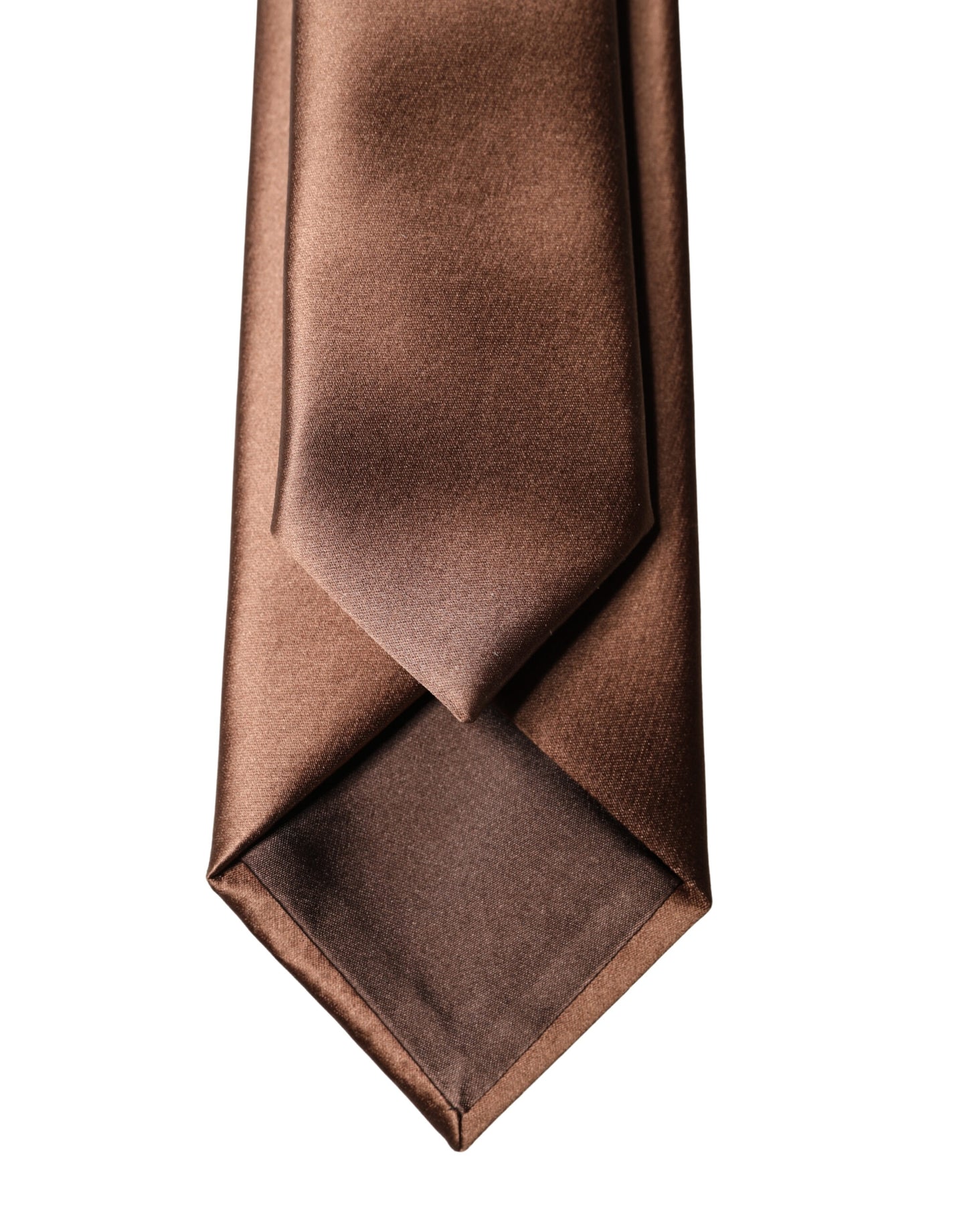 Cravate Dolce & Gabbana marron en satin 100 % soie, large et ajustable, pour homme.