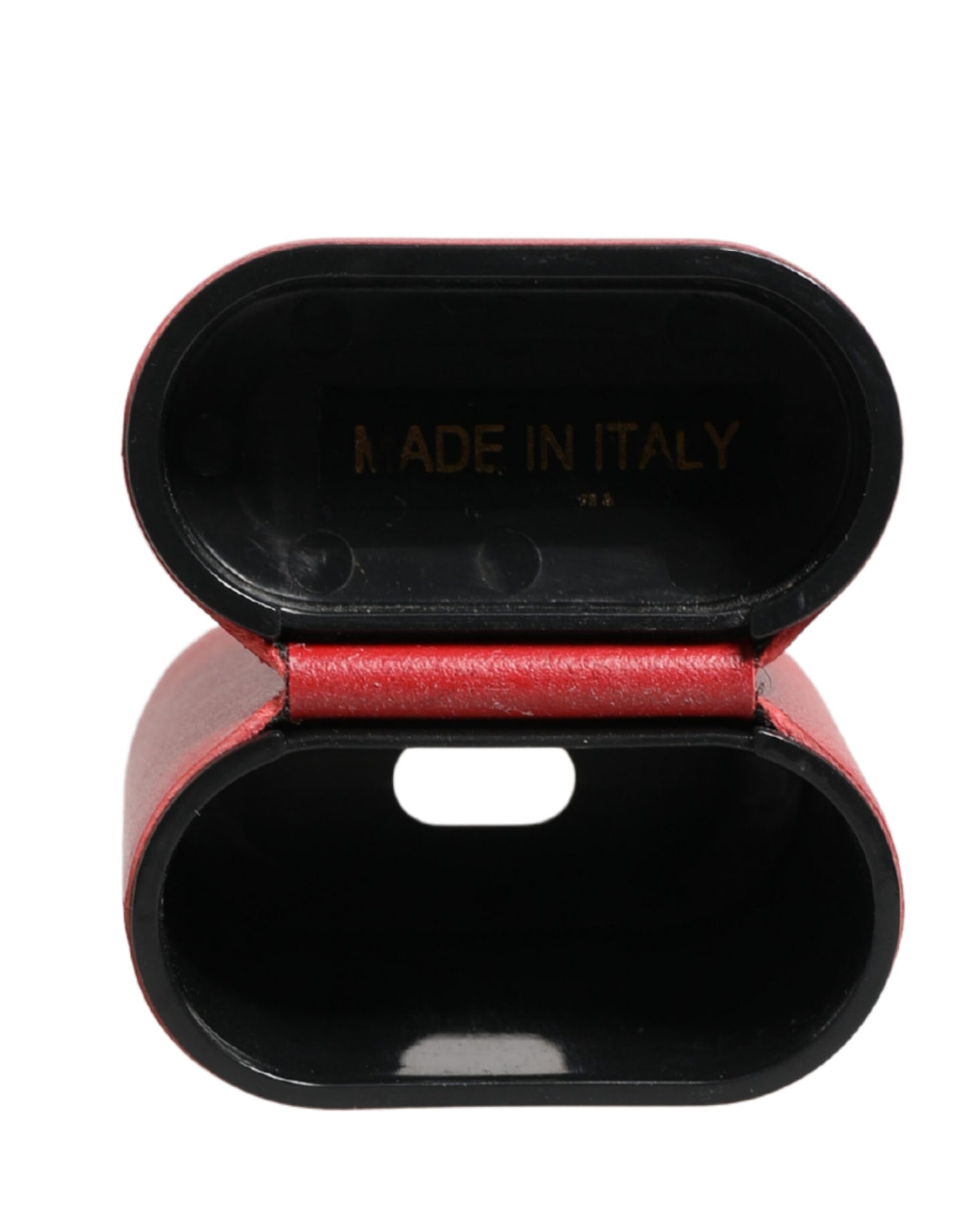 Dolce & Gabbana Red Calf Leather Logo Print Flip Holder Airpods Case