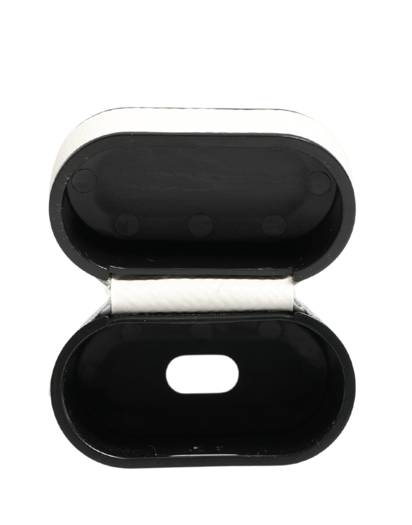 Dolce & Gabbana White Calf Leather Logo Flip Holder Strap Airpods Case