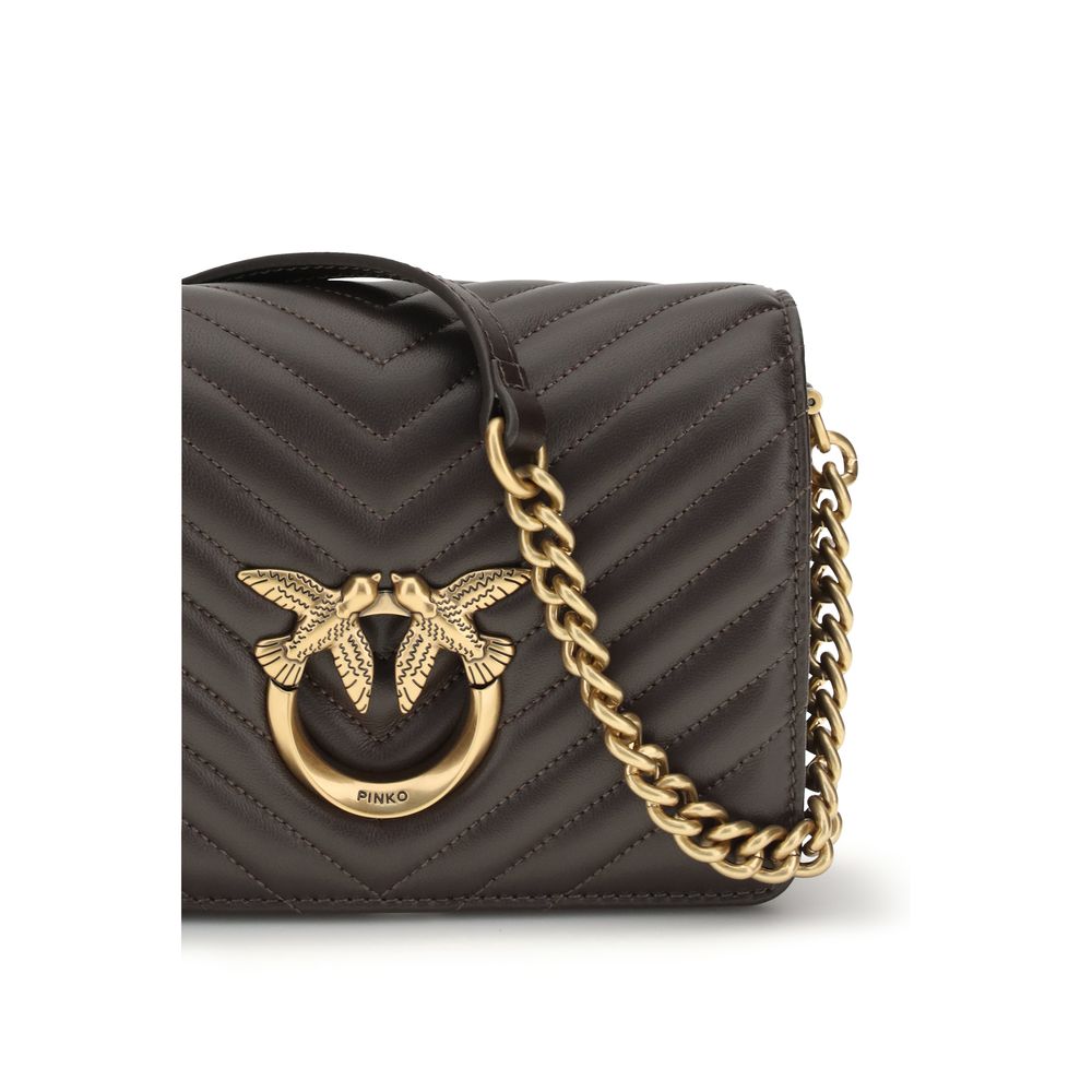 PINKO Brown Calf Leather Bos Taurus Shoulder Bag