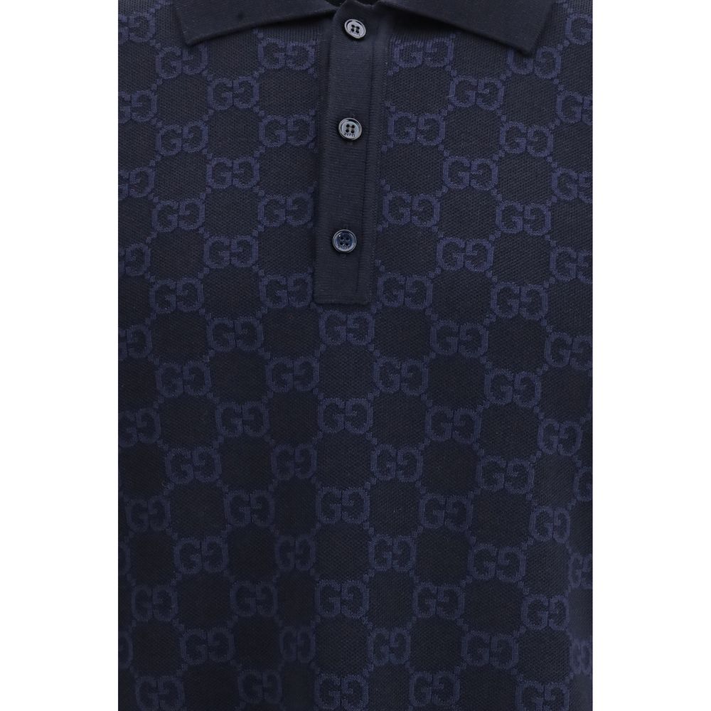 Polo Gucci en soie bleue