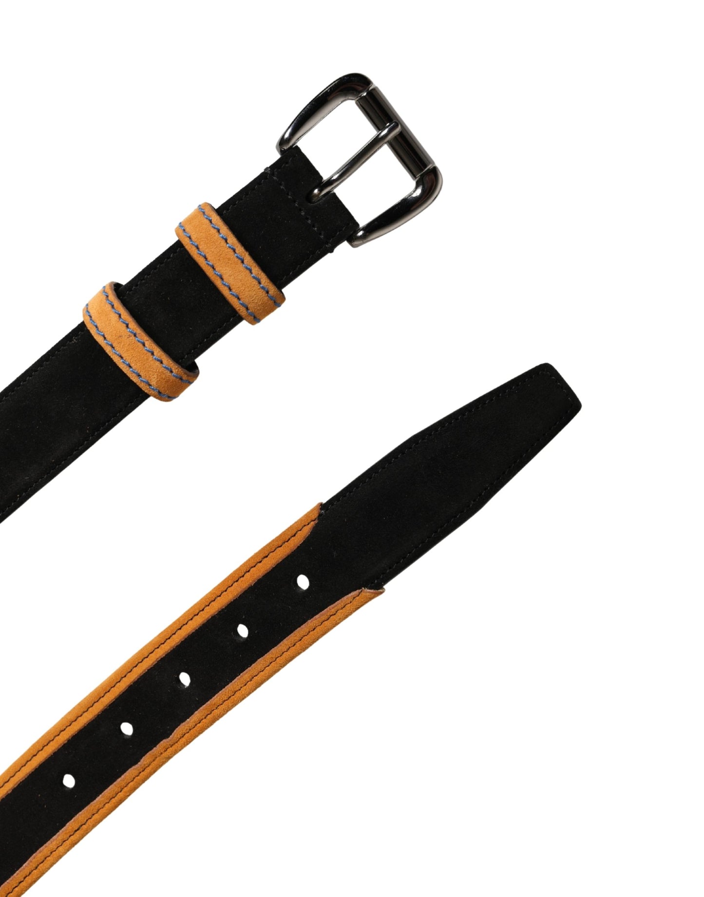 Ceinture Dolce & Gabbana pour homme, noire et orange, en polyester avec boucle métallique
