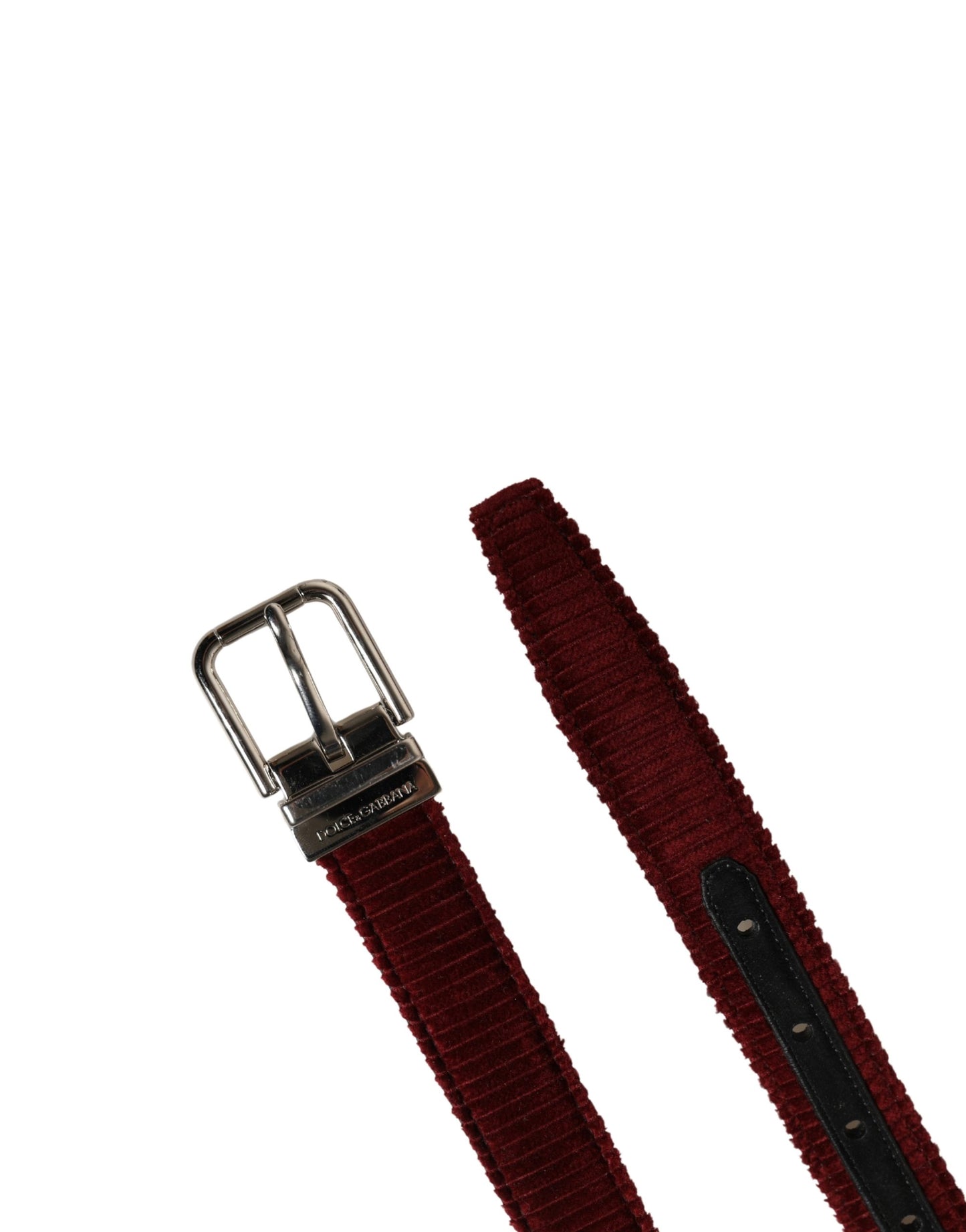 Ceinture Dolce & Gabbana pour homme en cuir velours rouge avec boucle métallique