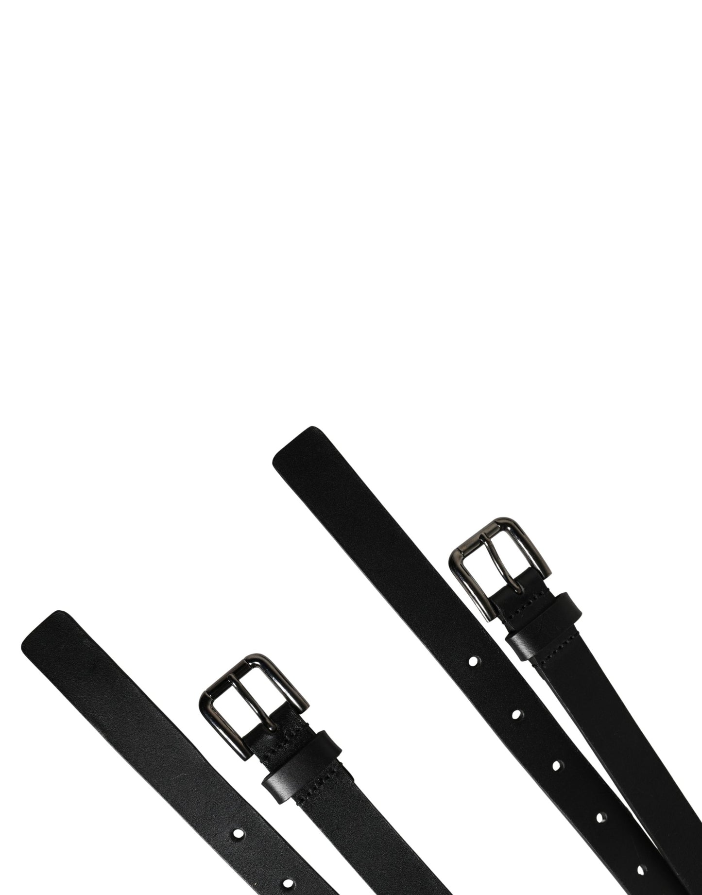 Ceinture Dolce & Gabbana en cuir noir à double sangle et boucle argentée