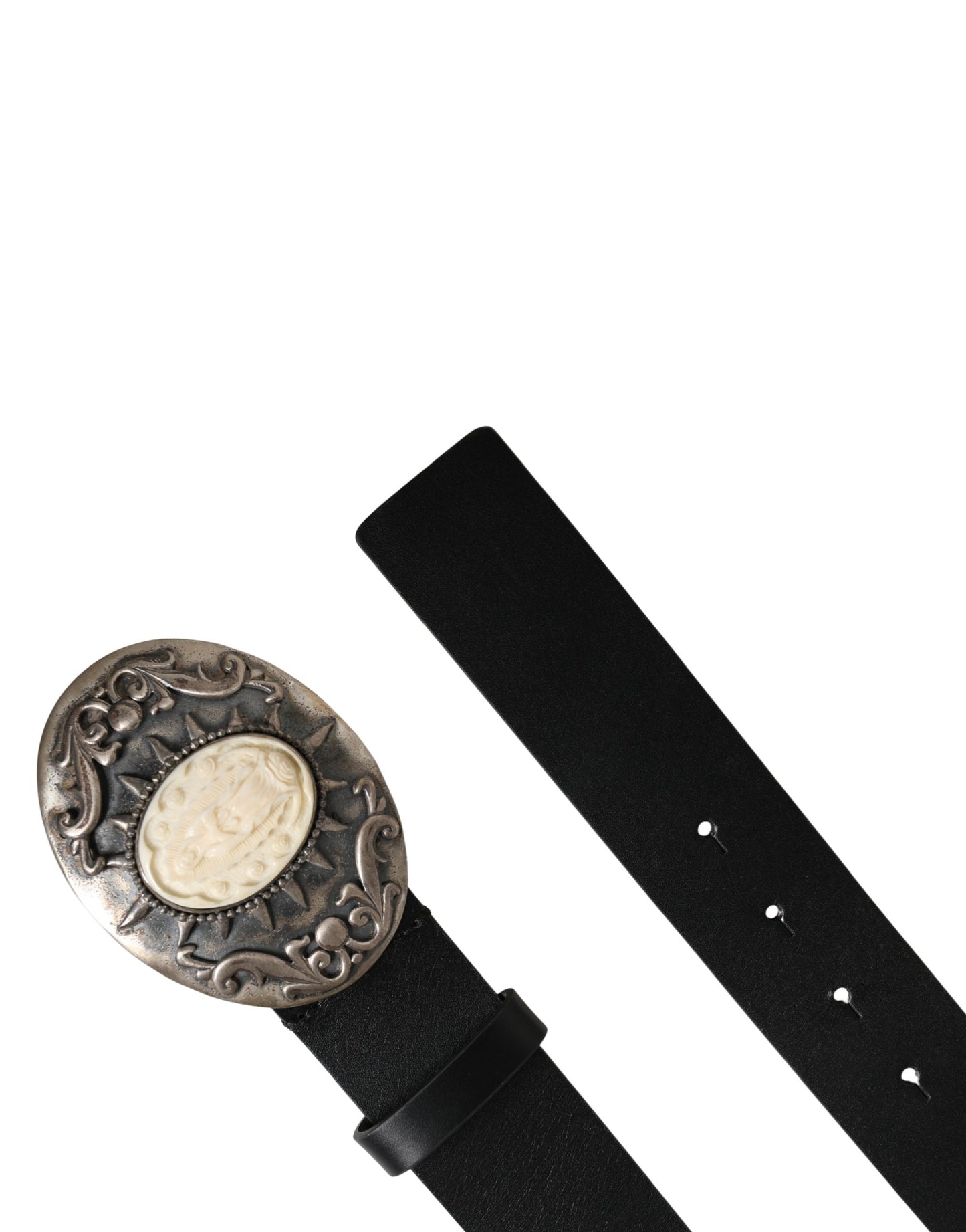 Ceinture Dolce & Gabbana en cuir de veau noir avec boucle en métal ornée