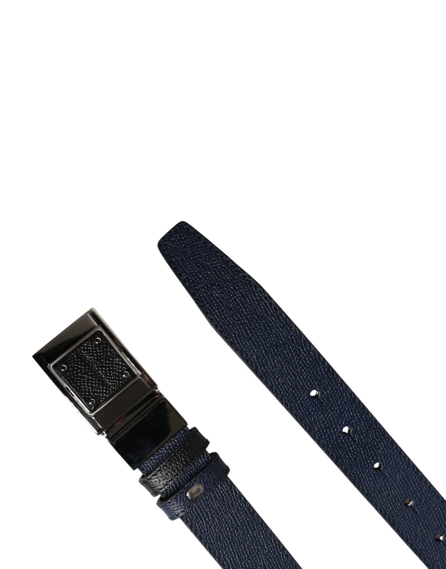 Ceinture Dolce & Gabbana pour homme en cuir de veau bleu avec boucle carrée