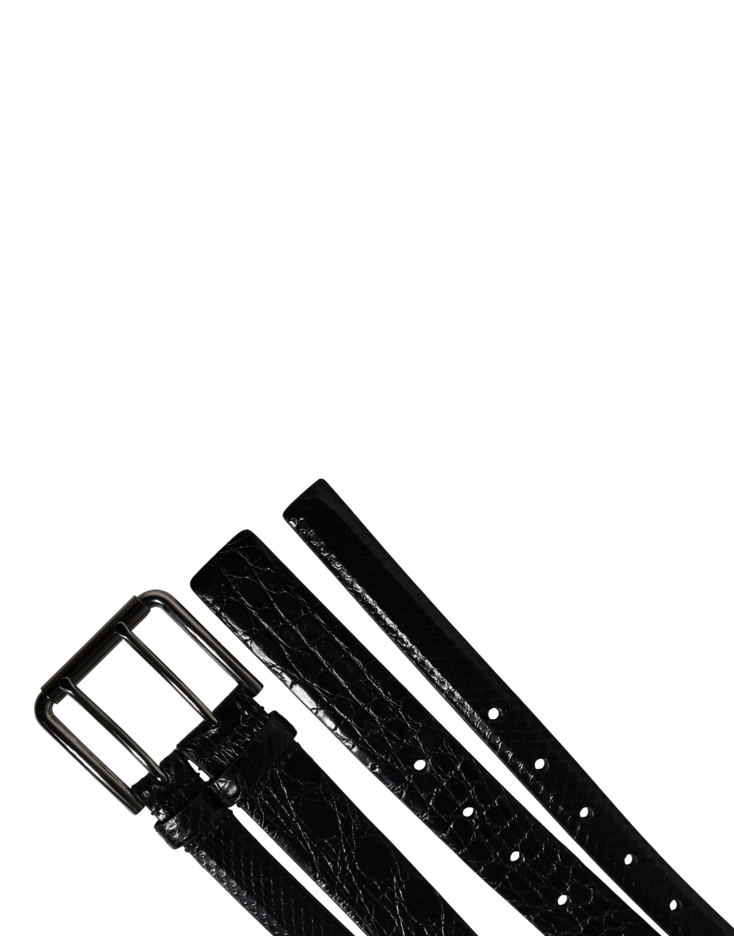 Ceinture à double sangle en cuir exotique noir pour homme Dolce & Gabbana