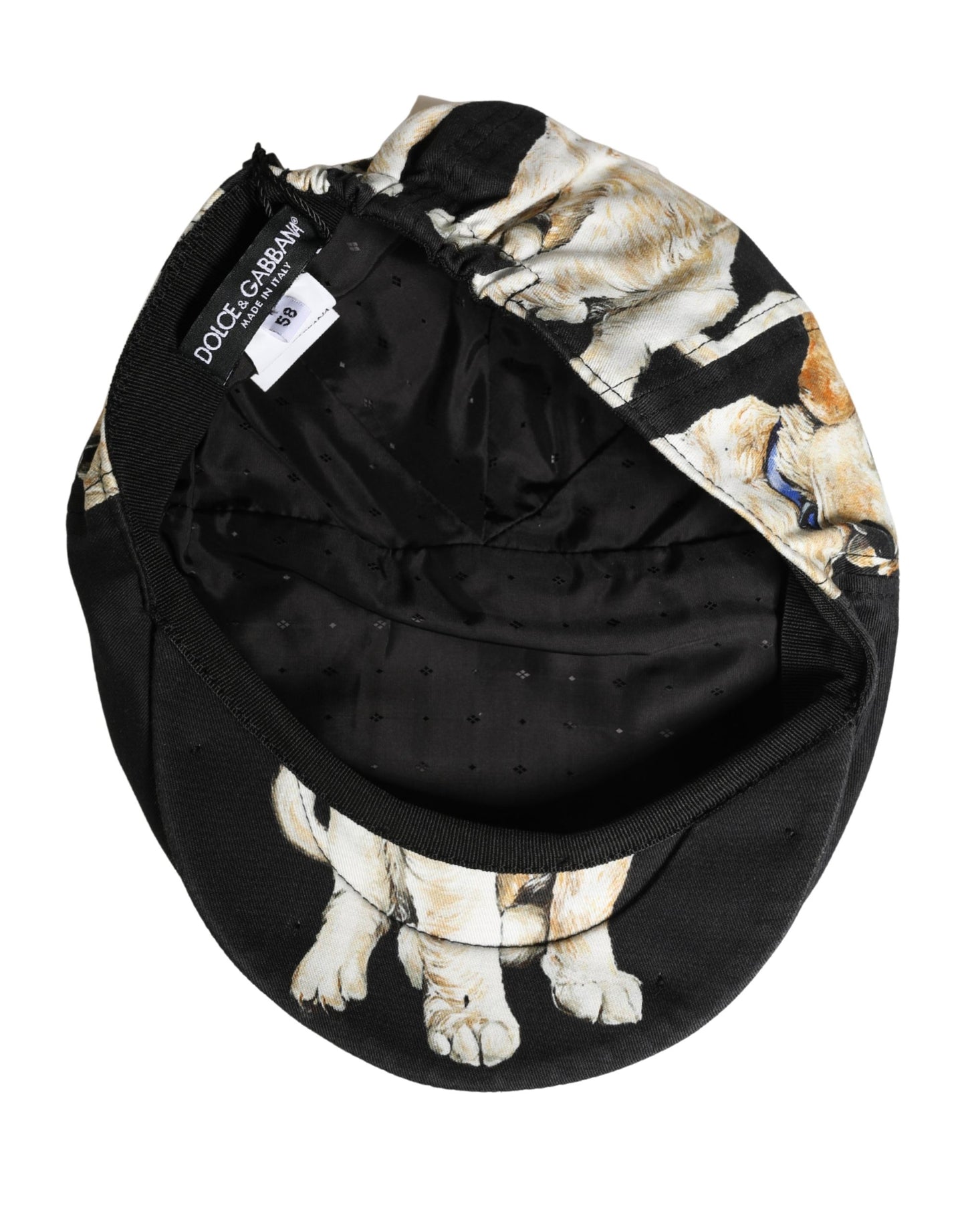 Casquette plate Dolce & Gabbana pour homme en coton noir avec motif chien