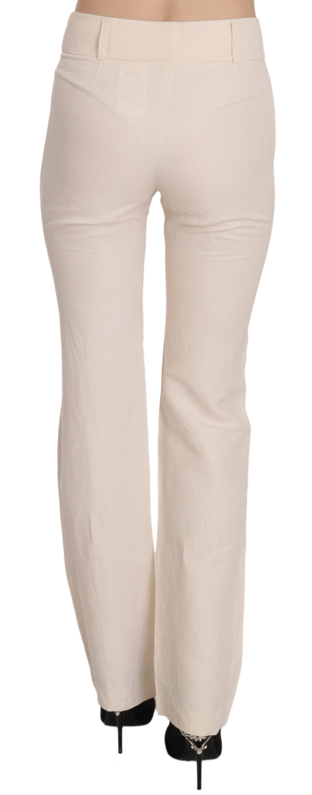 Pantalon-joggings évasés en soie mélangée, taille haute, blanc, LAUREL