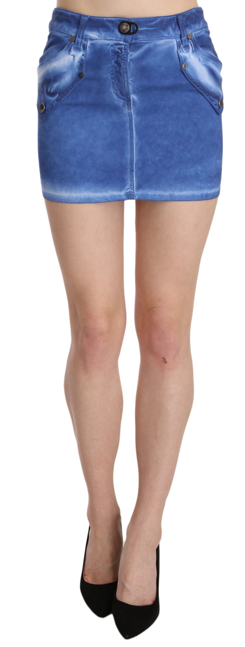 PLEIN SUD Mini-jupe décontractée en coton extensible bleu