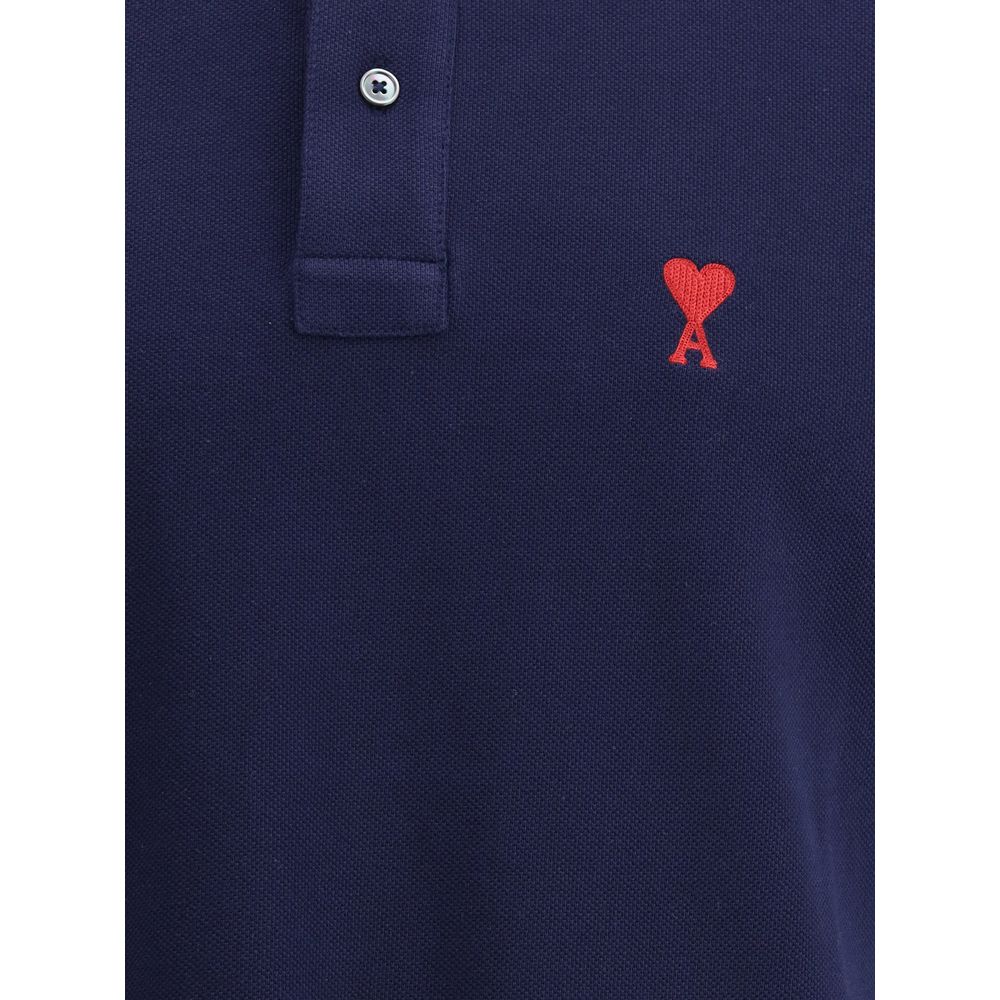 Ami Paris Blauw Katoenen Poloshirt