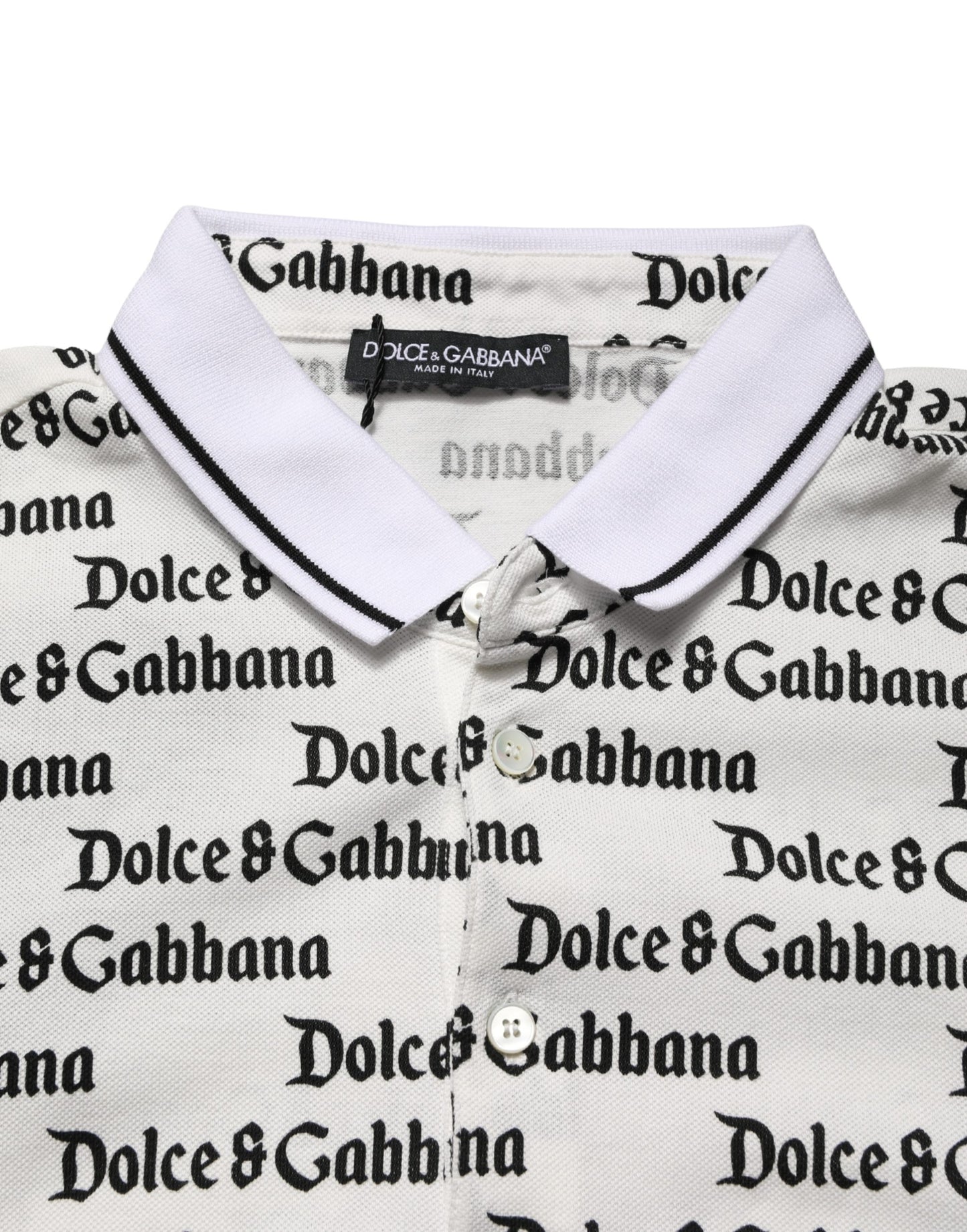 T-shirt polo Dolce & Gabbana en coton blanc monogramme logo pour homme