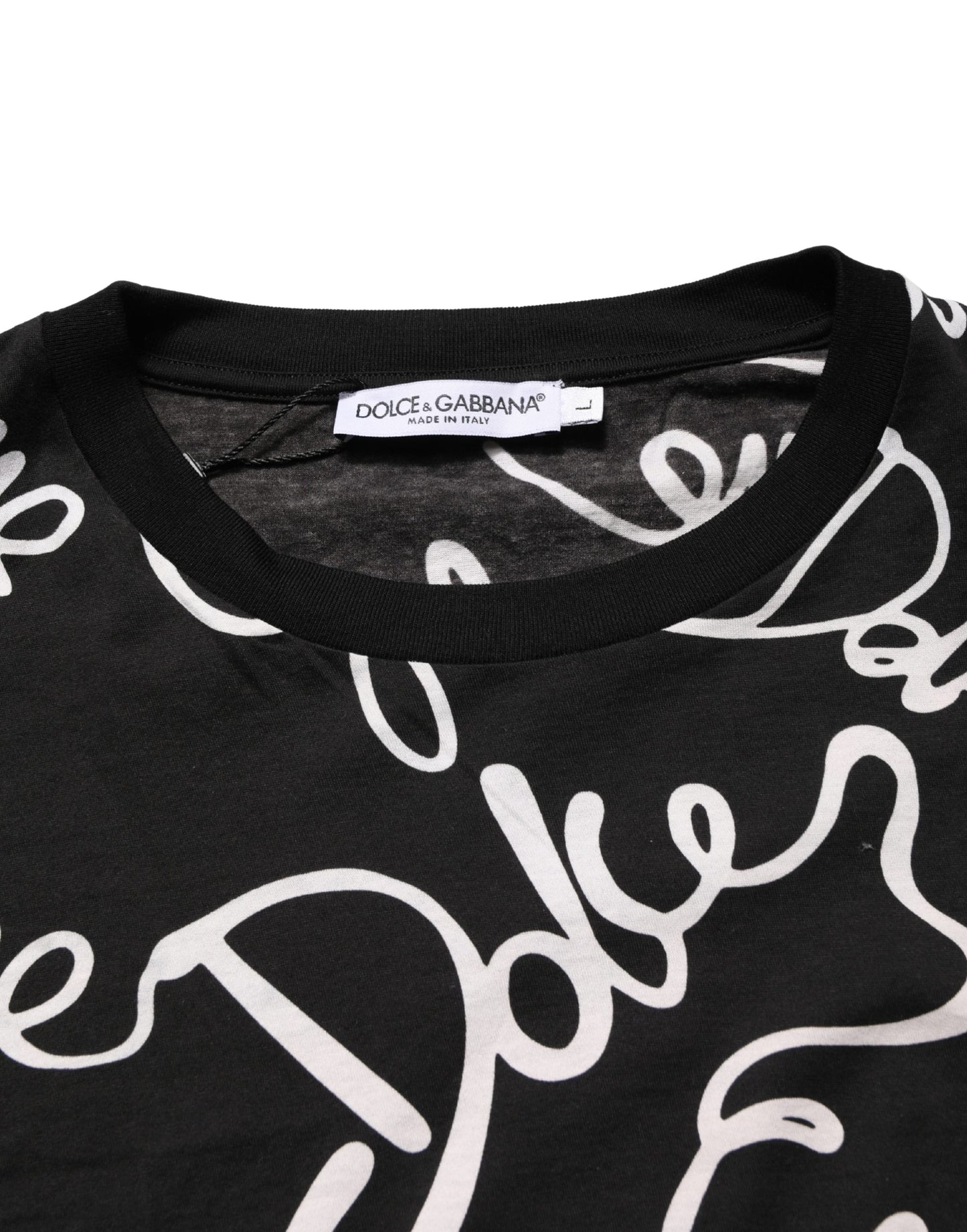 T-shirt ras du cou Dolce & Gabbana noir avec logo imprimé.
