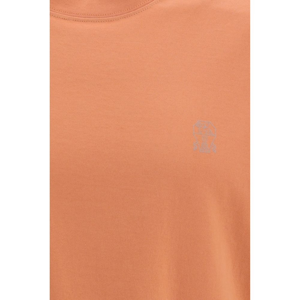 T-shirt orange en coton Brunello Cucinelli