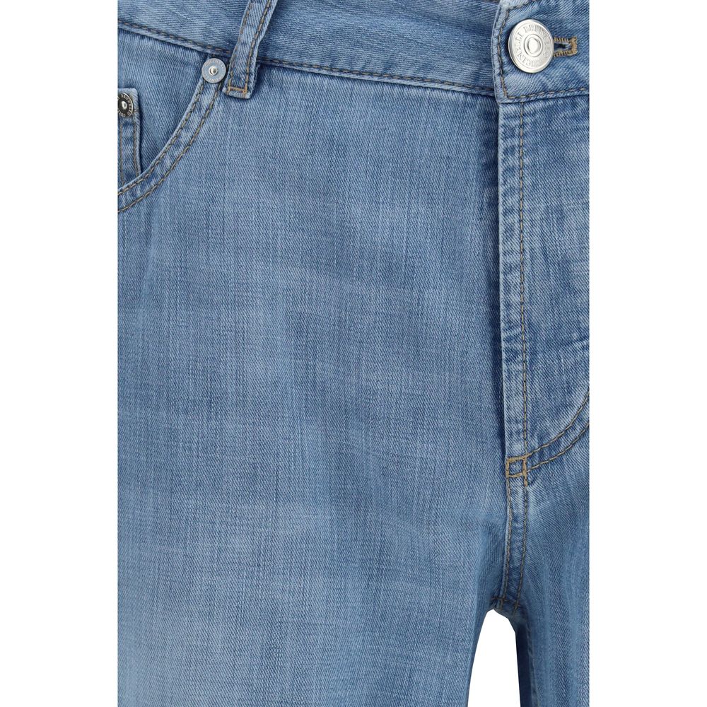 Brunello Cucinelli Blue Cotton Relaxed Fit Jeans for Men