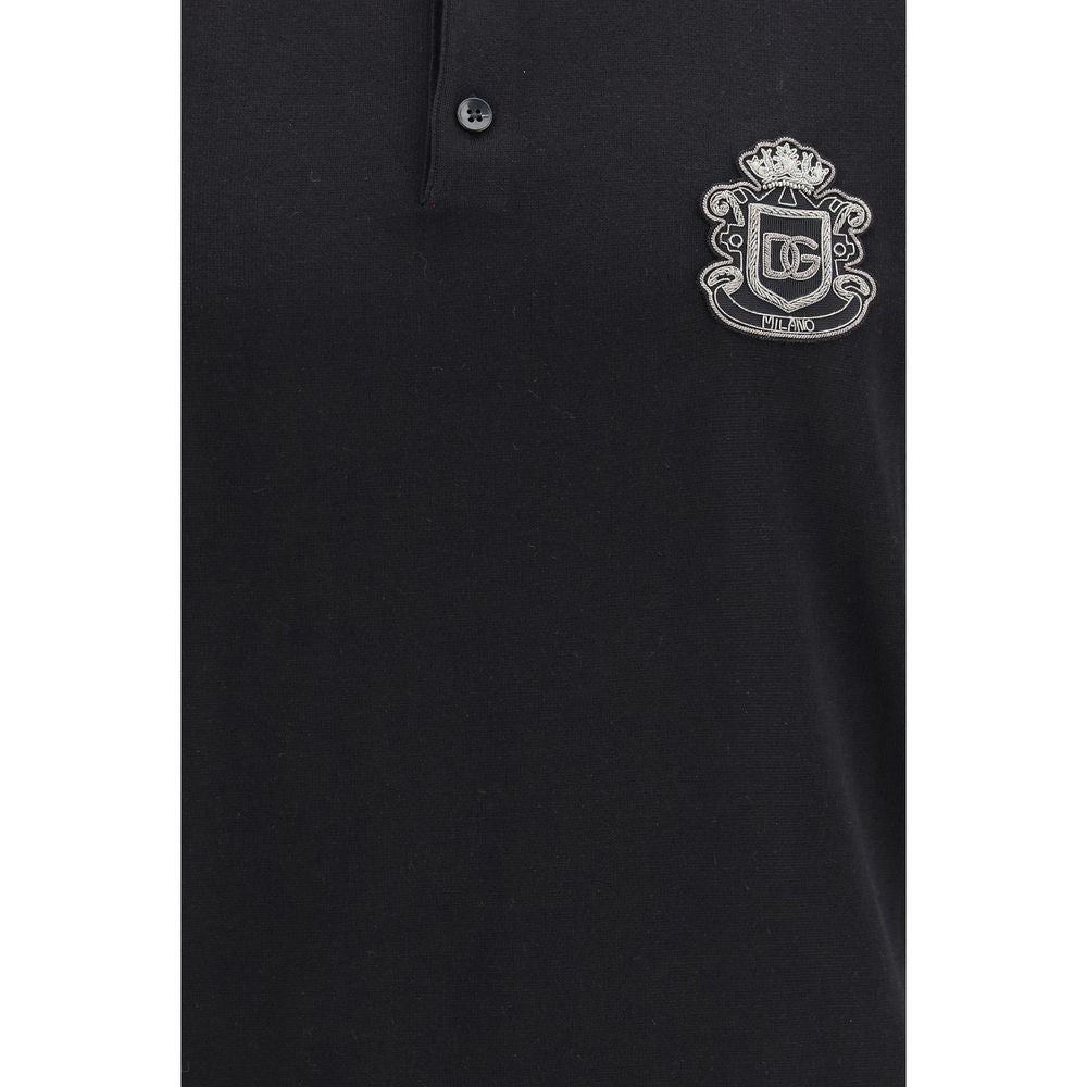Polo en coton noir Dolce & Gabbana