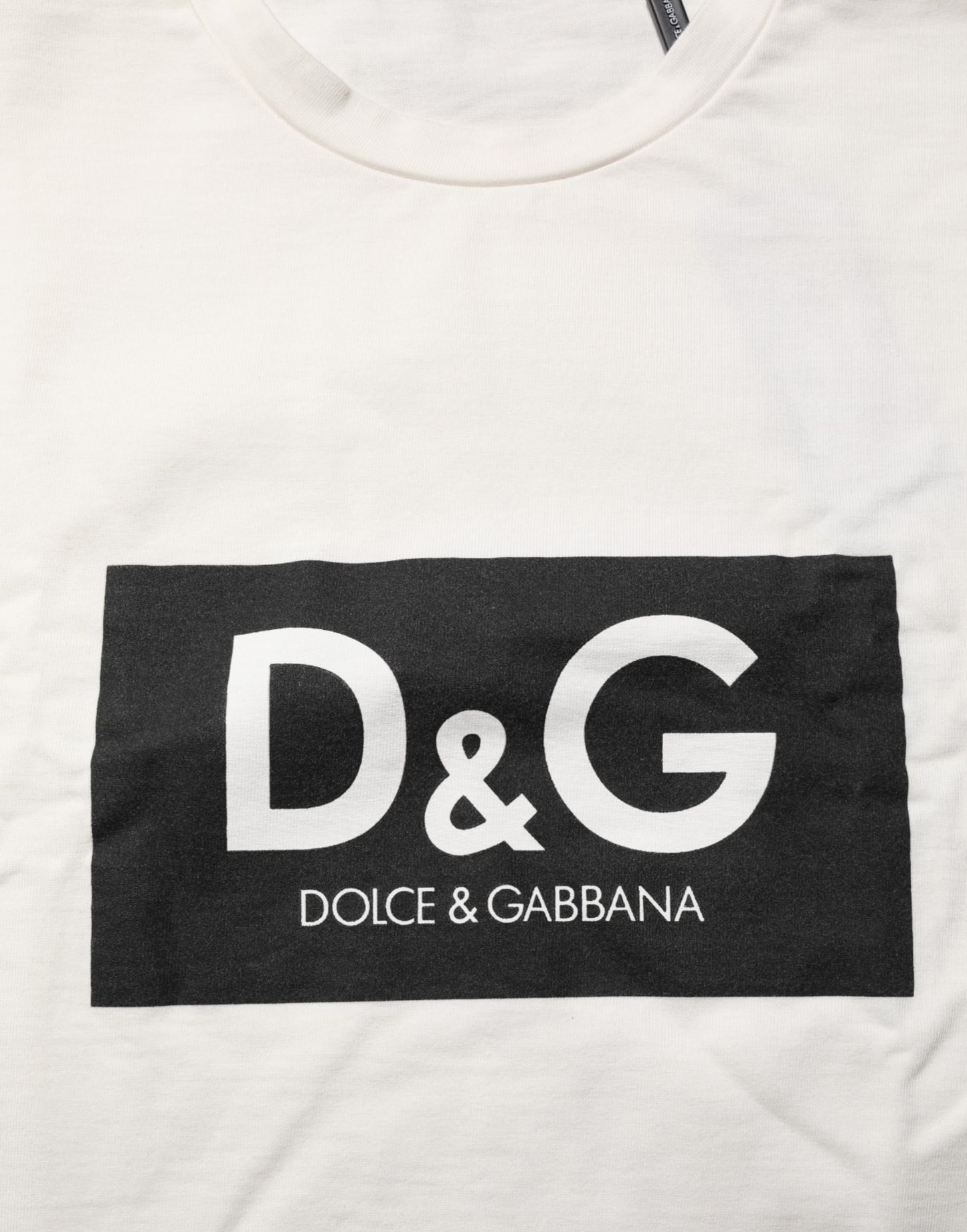 T-shirt ras du cou Dolce & Gabbana blanc en coton imprimé logo pour homme