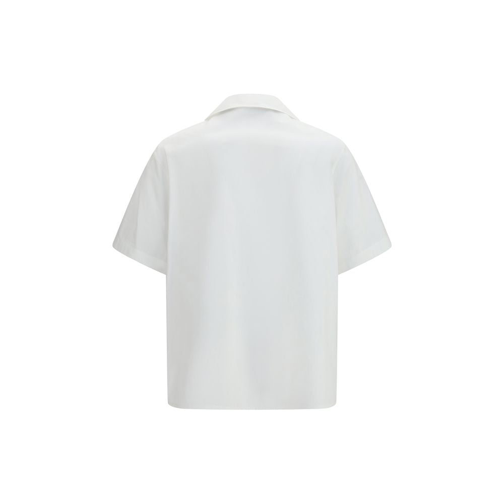 Valentino White Cotton Bowling Shirt with VGold Detail