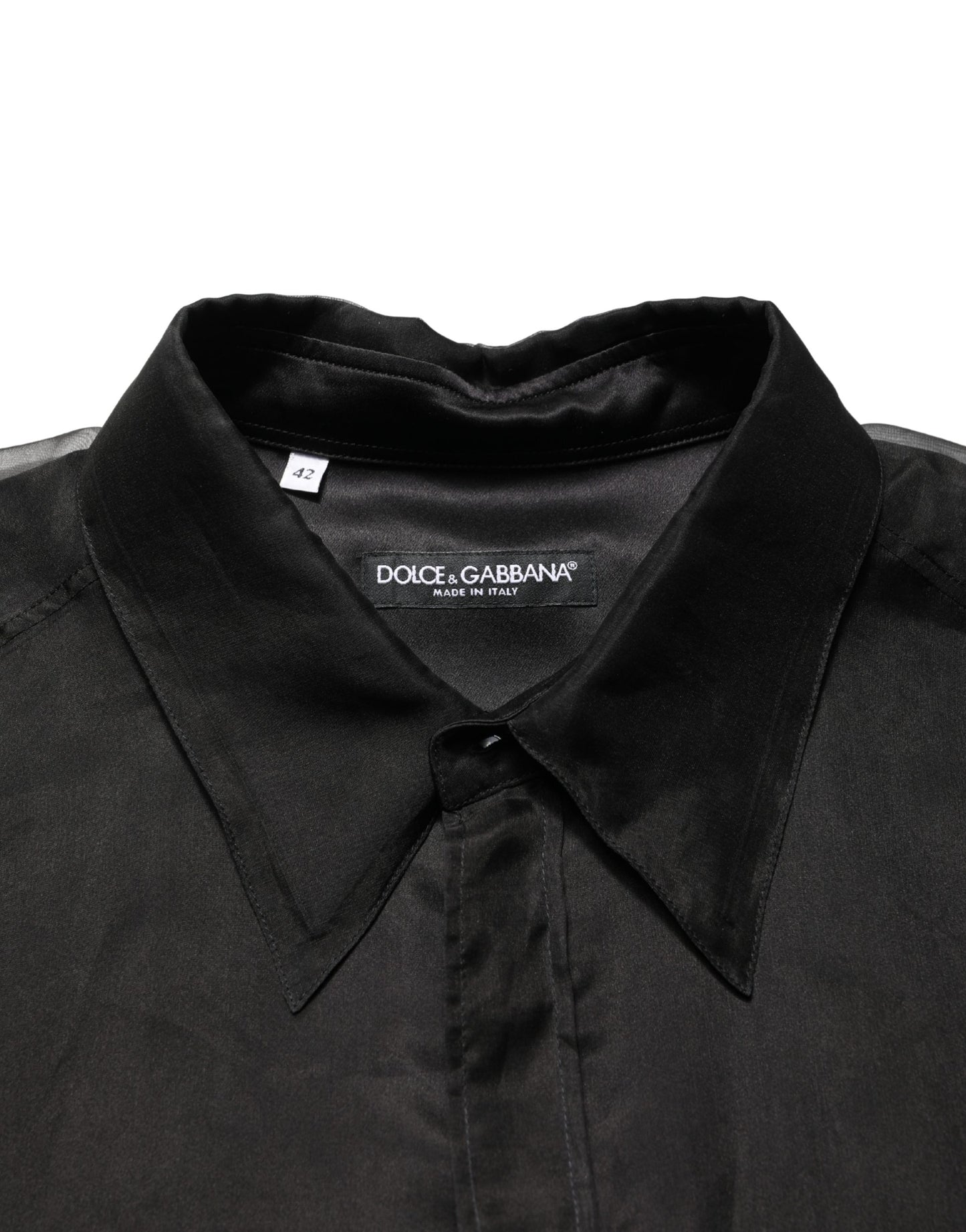 Dolce & Gabbana Zwart Semi-Transparant Overhemdjack met Ruches