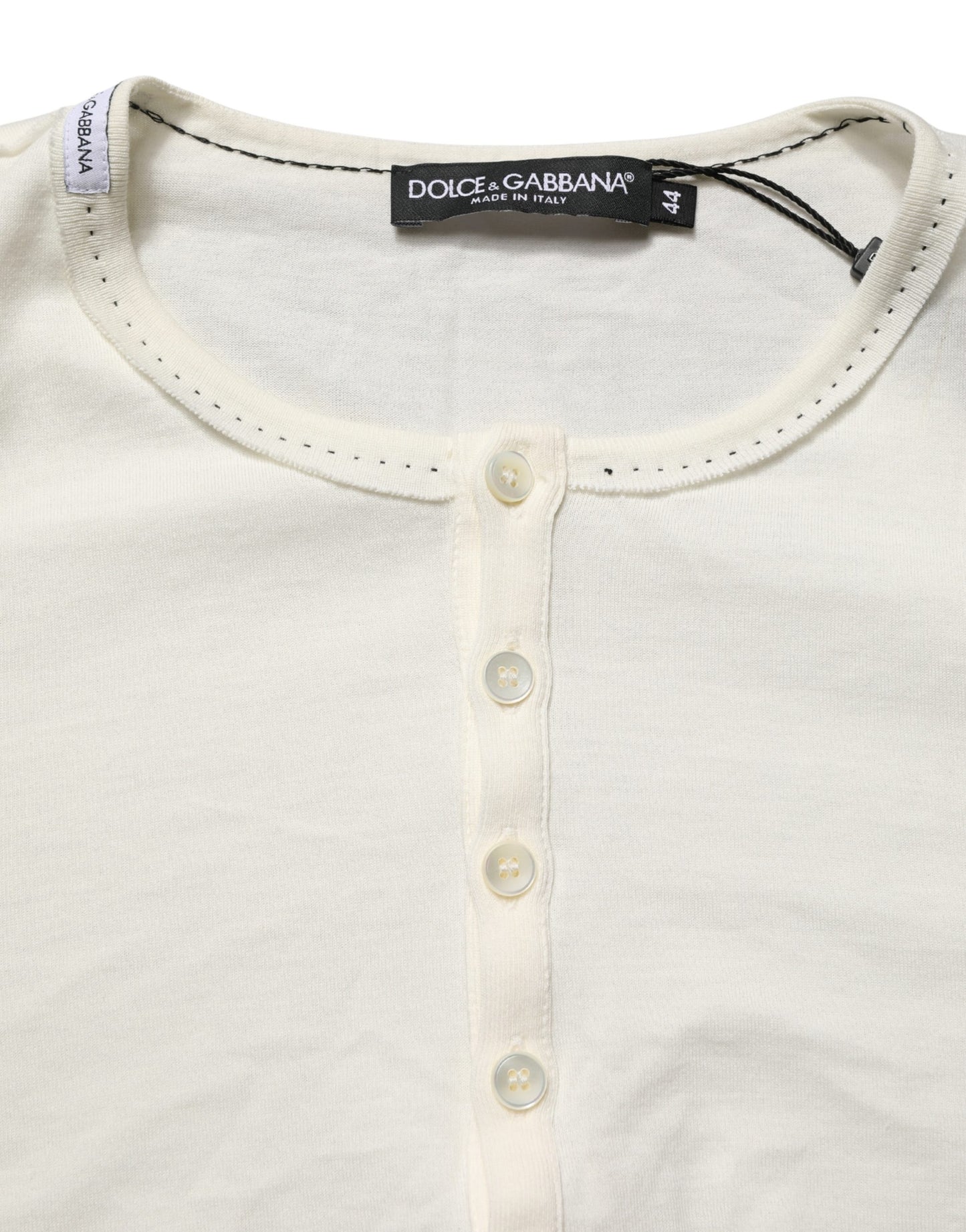 Pull-over Henley à manches longues blanc Dolce & Gabbana