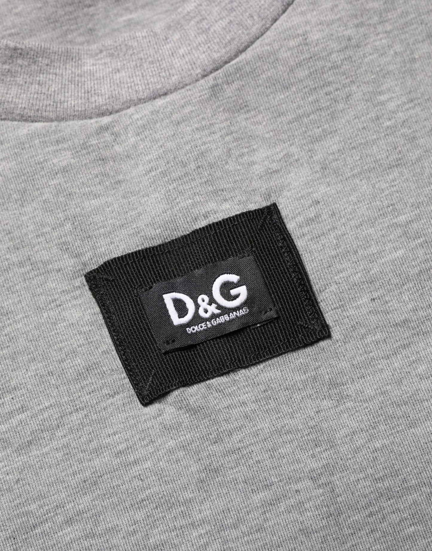 T-shirt ras du cou Dolce & Gabbana en coton gris avec application logo