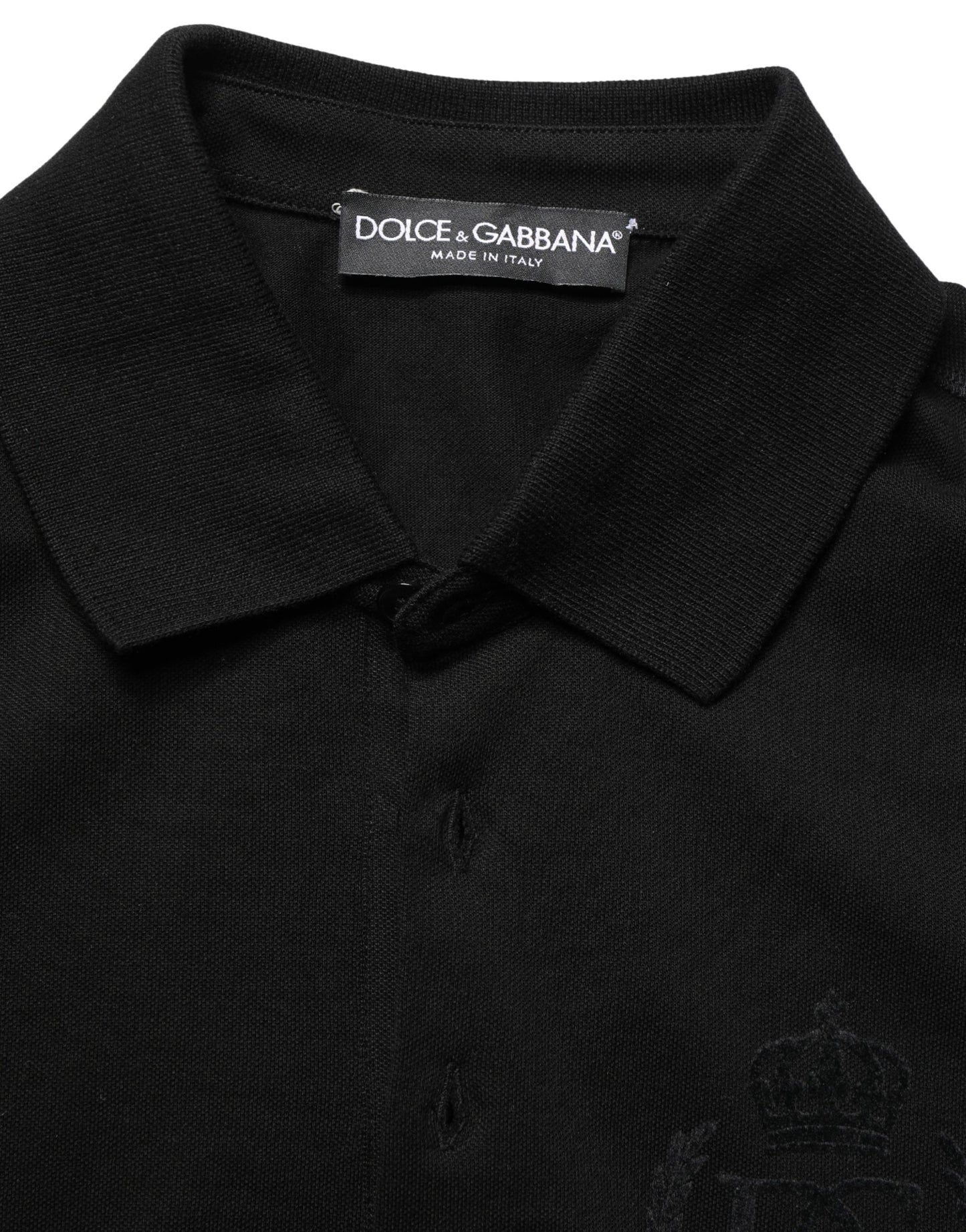 T-shirt Polo Homme Dolce & Gabbana en Coton Noir à Col et Manches Courtes