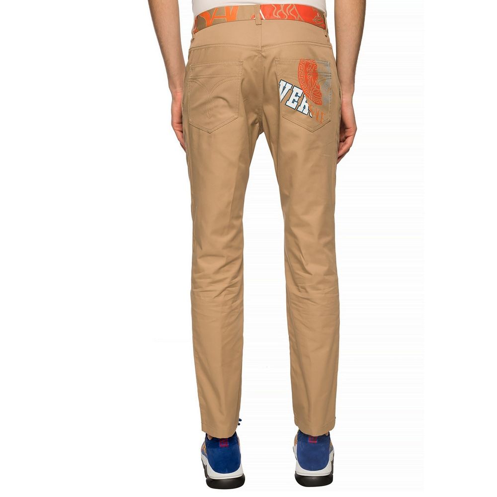 Pantalon chino beige en coton Versace