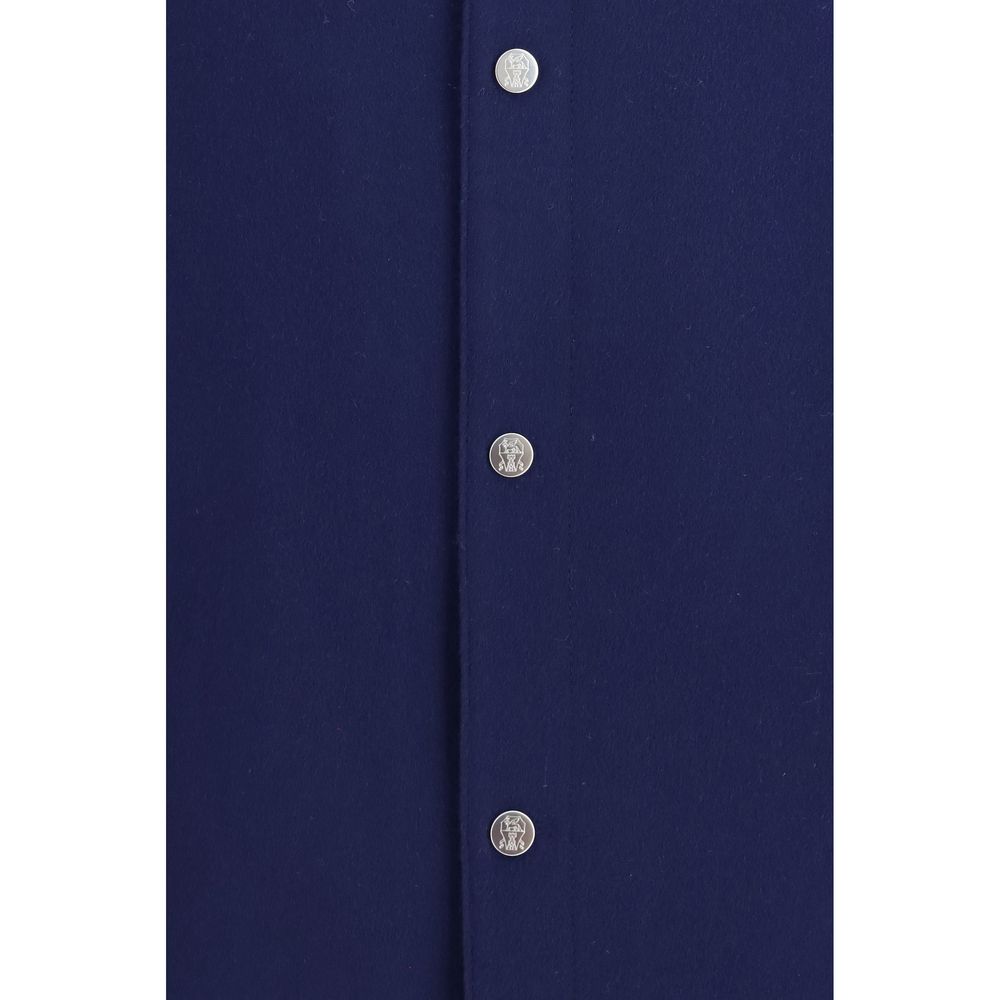 Brunello Cucinelli Blue Cashmere Full-Length Jacket for Men